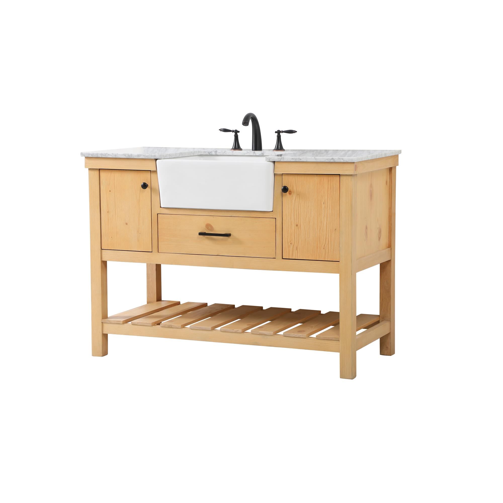 Shown in Natural Wood finish and Without Backsplash accent