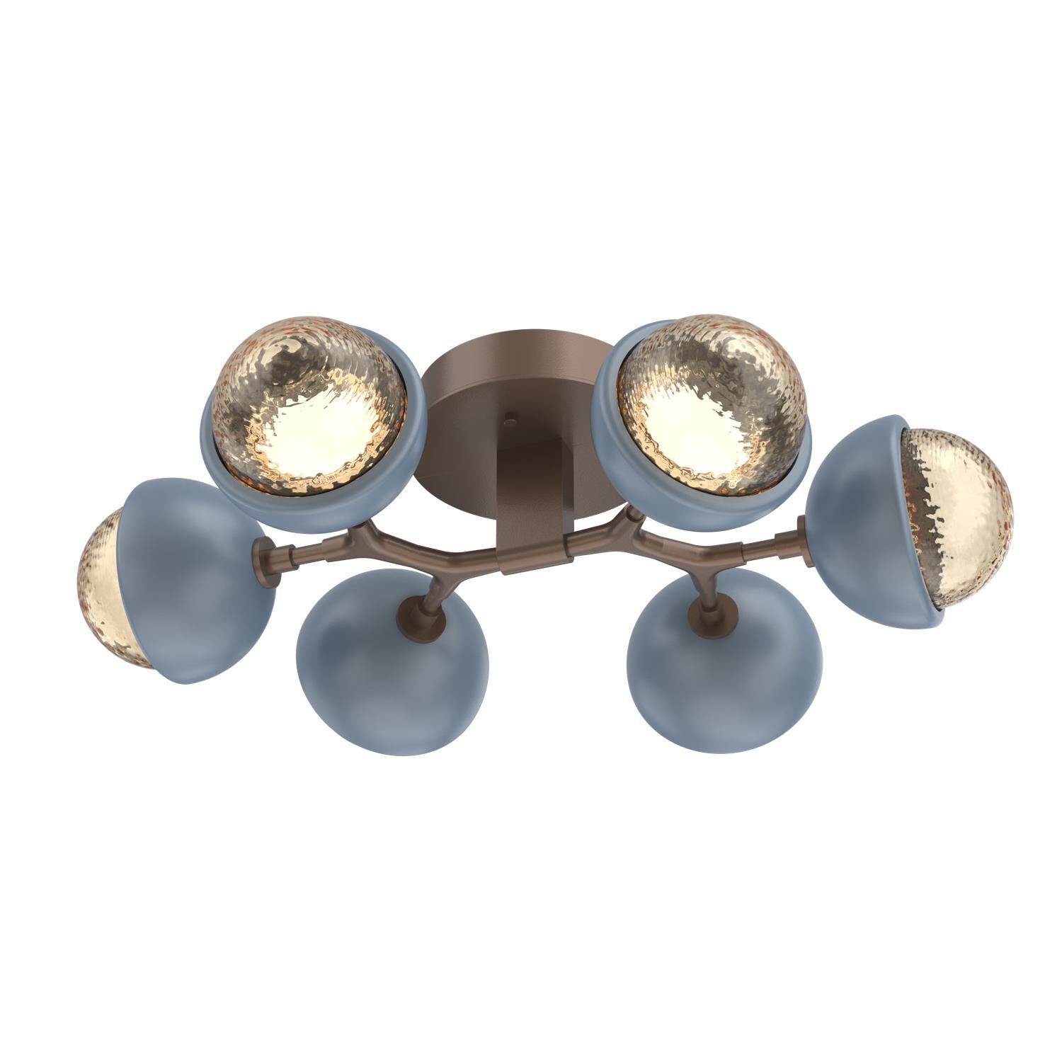 Shown in Burnished Bronze finish and Amber glass and Poppy Blue accent
