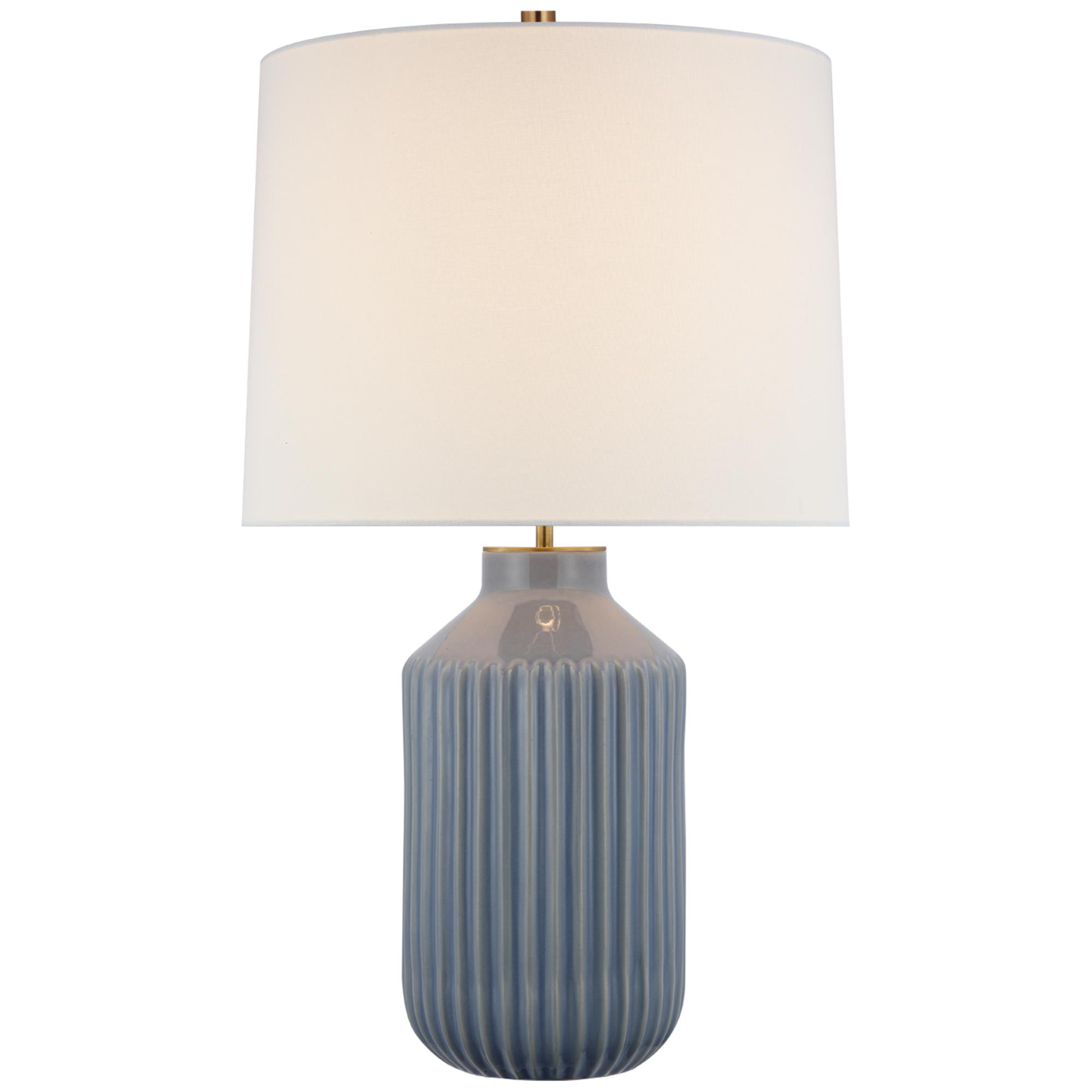 Shown in Polar Blue Crackle finish and Linen shade