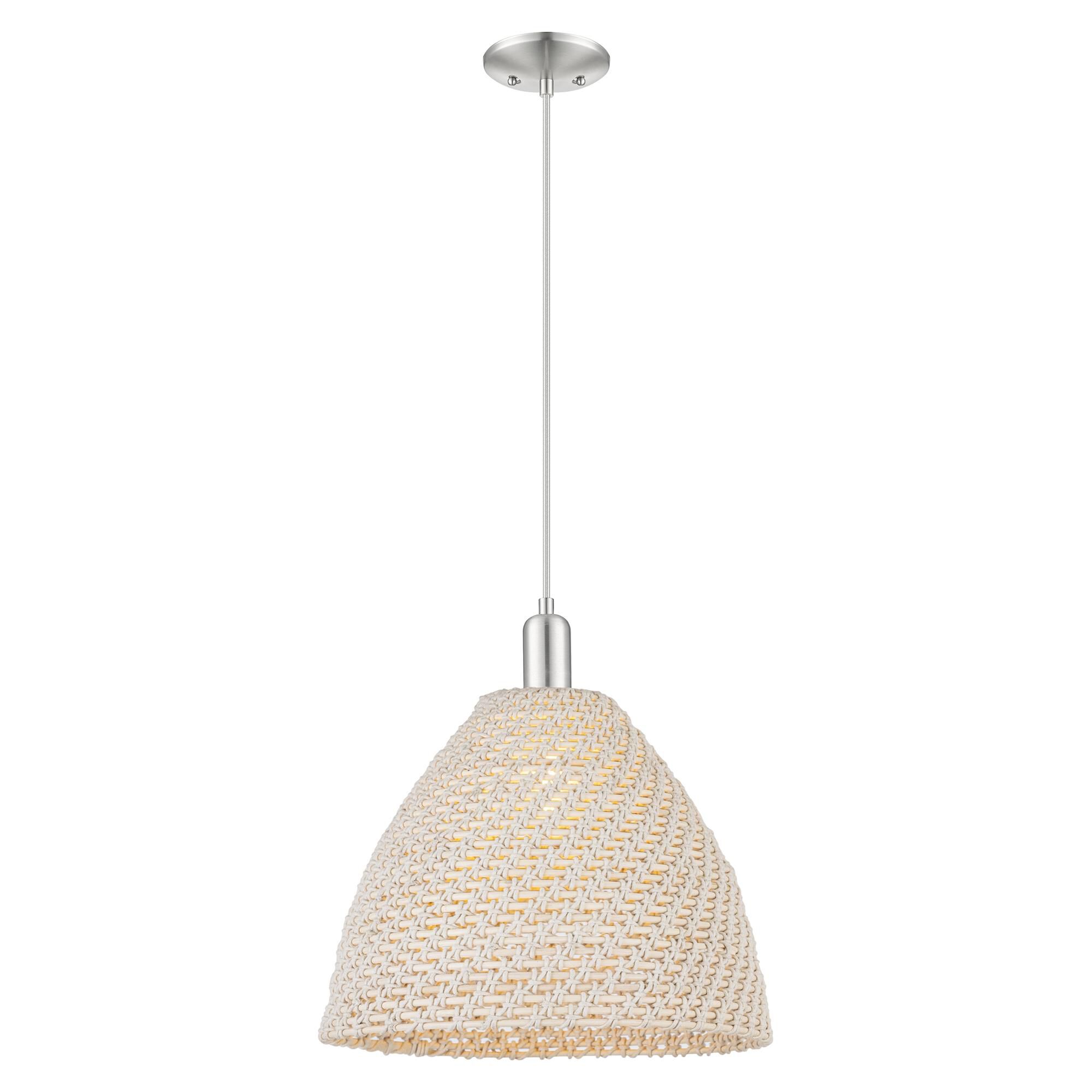 Shown in Brushed Satin Nickel finish and Natural shade