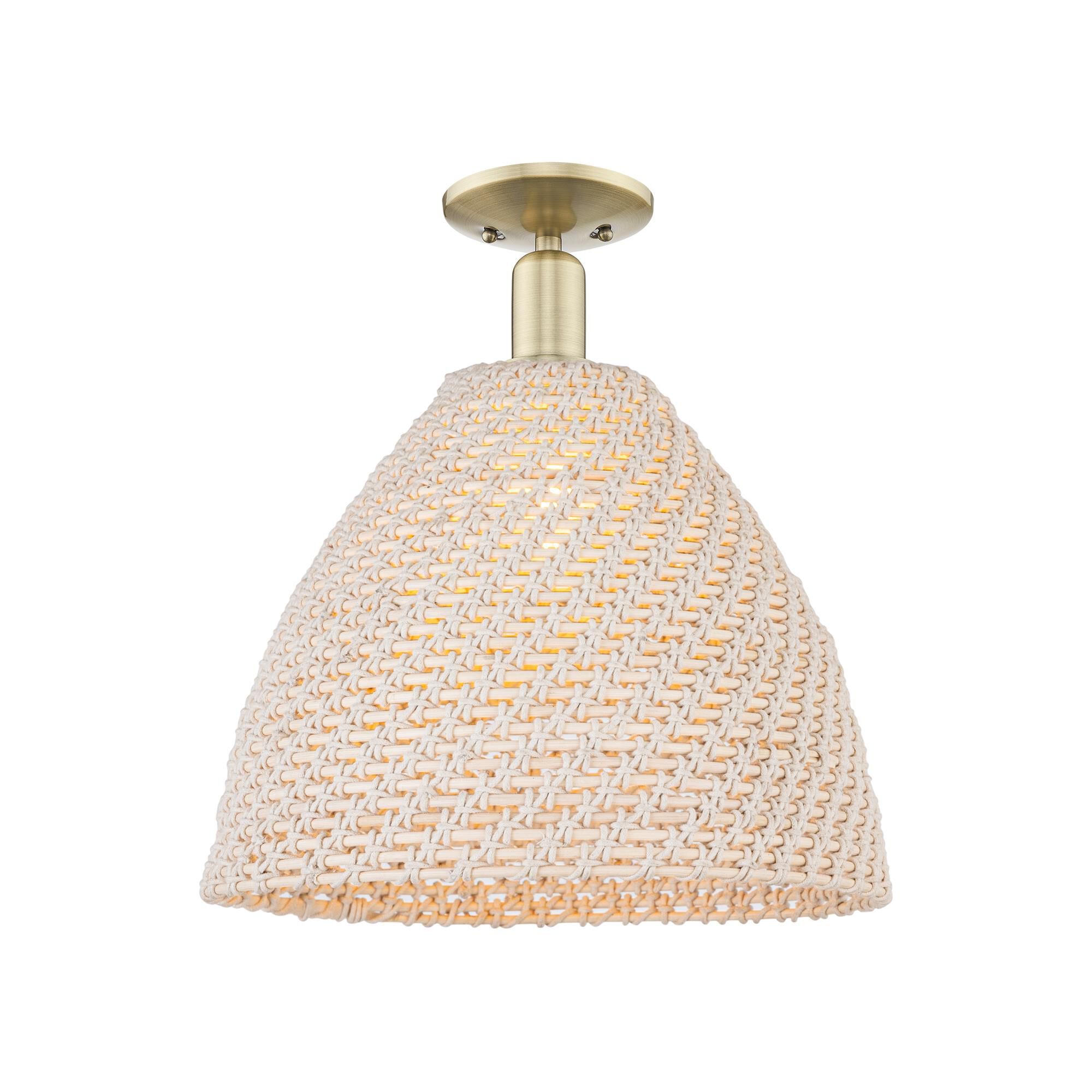 Shown in Antique Brass finish and Natural shade