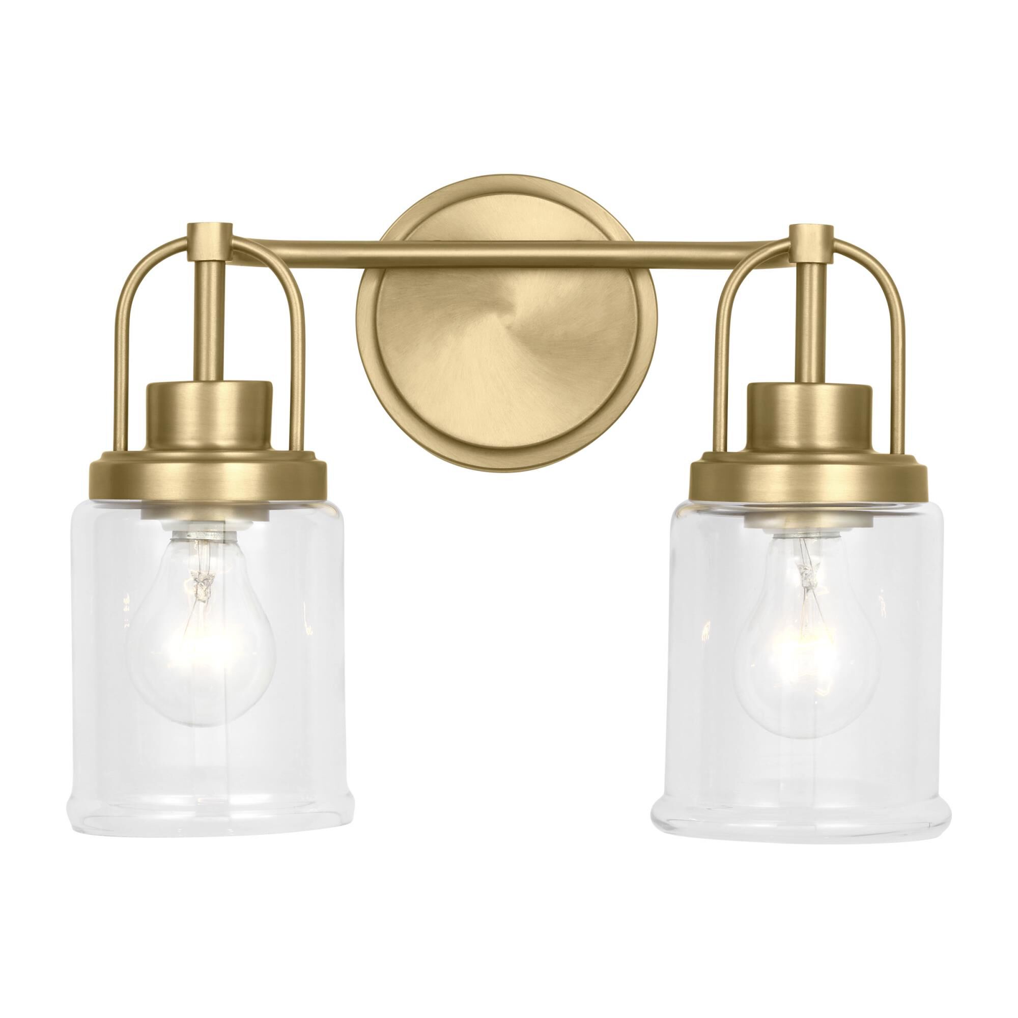 Shown in Satin Brass finish and Clear glass