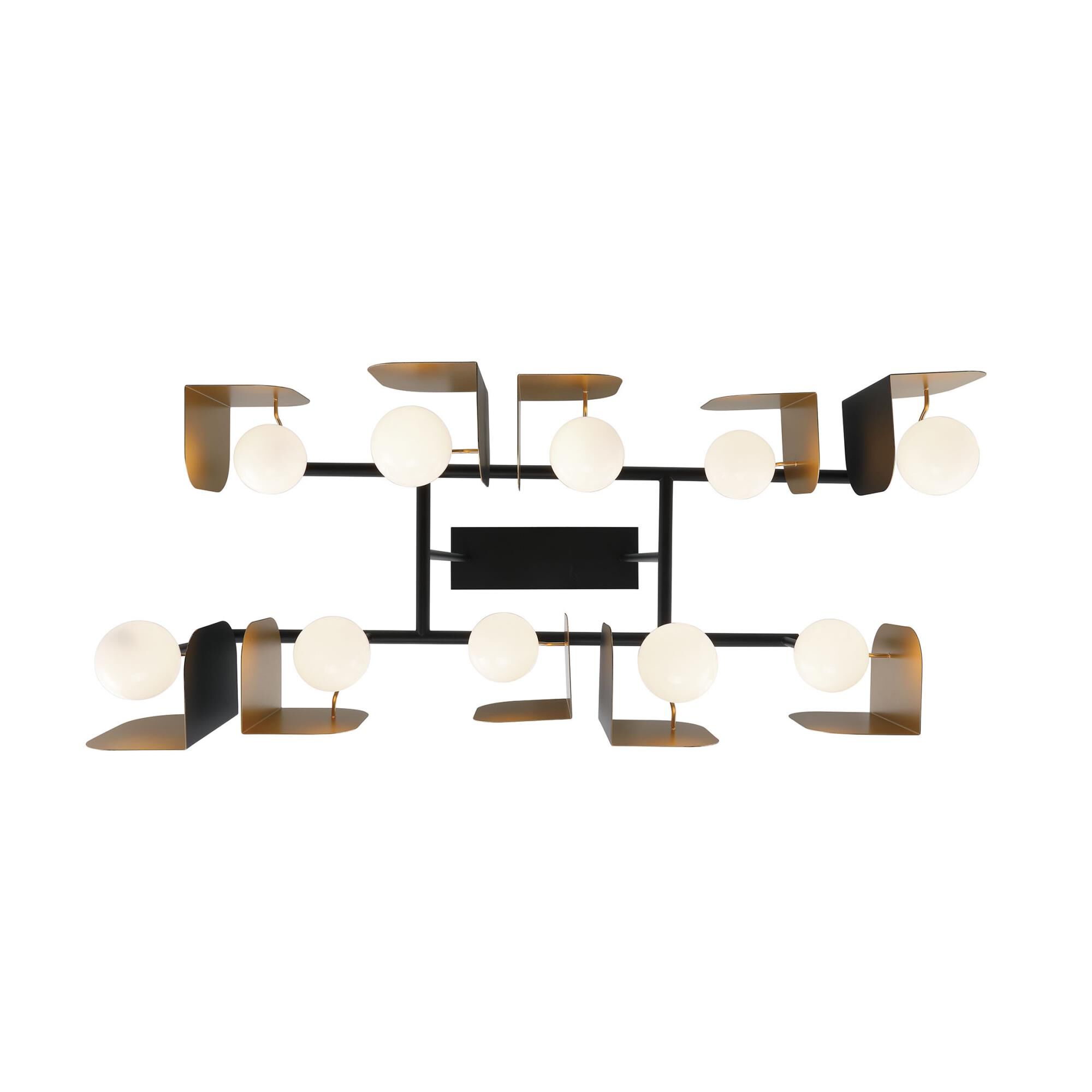 Shown in Gold-Black finish and White glass