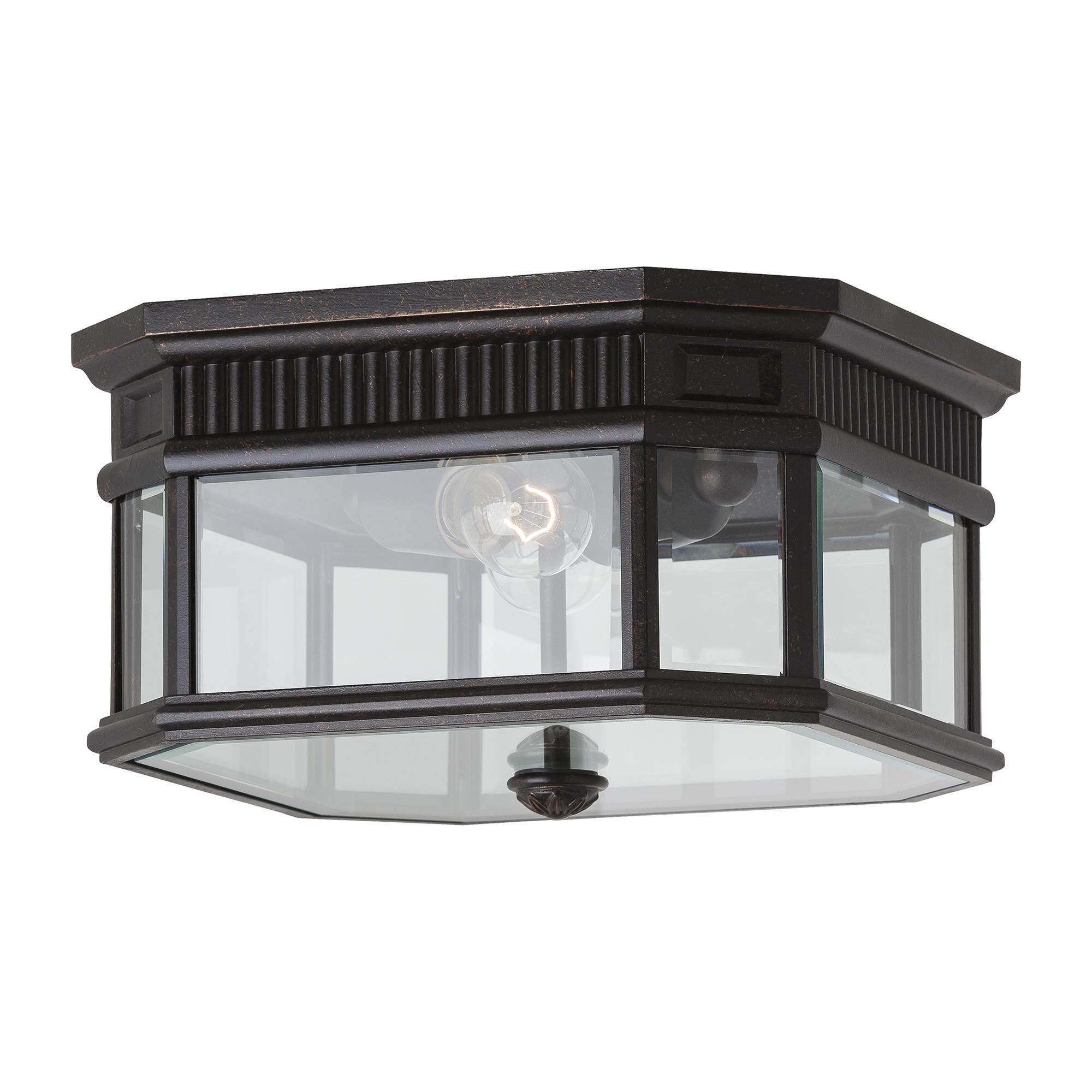 Shown in Grecian Bronze finish and Clear Beveled Panels glass