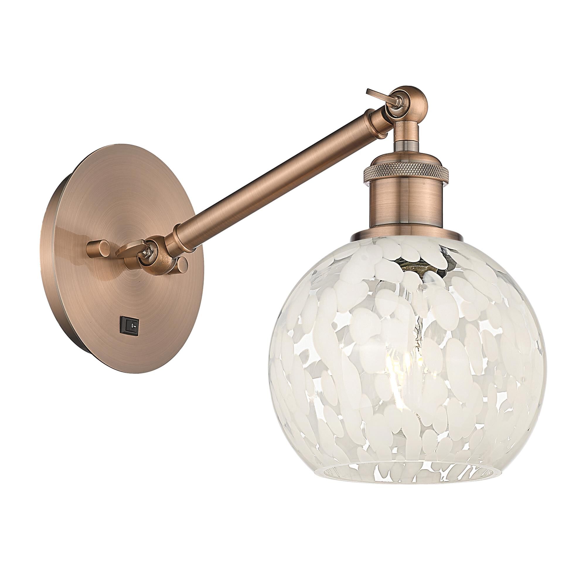 Shown in Antique Copper finish and White Mouchette glass