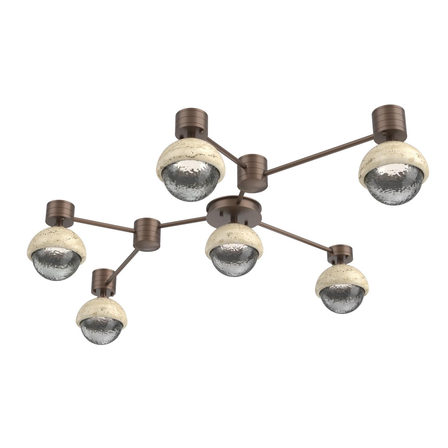 Shown in Burnished Bronze finish and Smoke glass and Travertine Stone accent