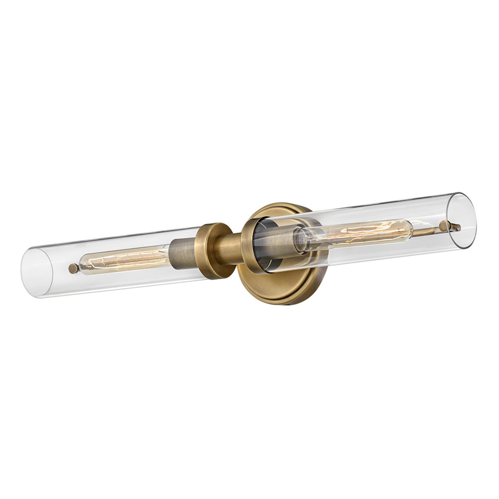 Shown in Heritage Brass finish and Clear glass and Heritage Brass accent