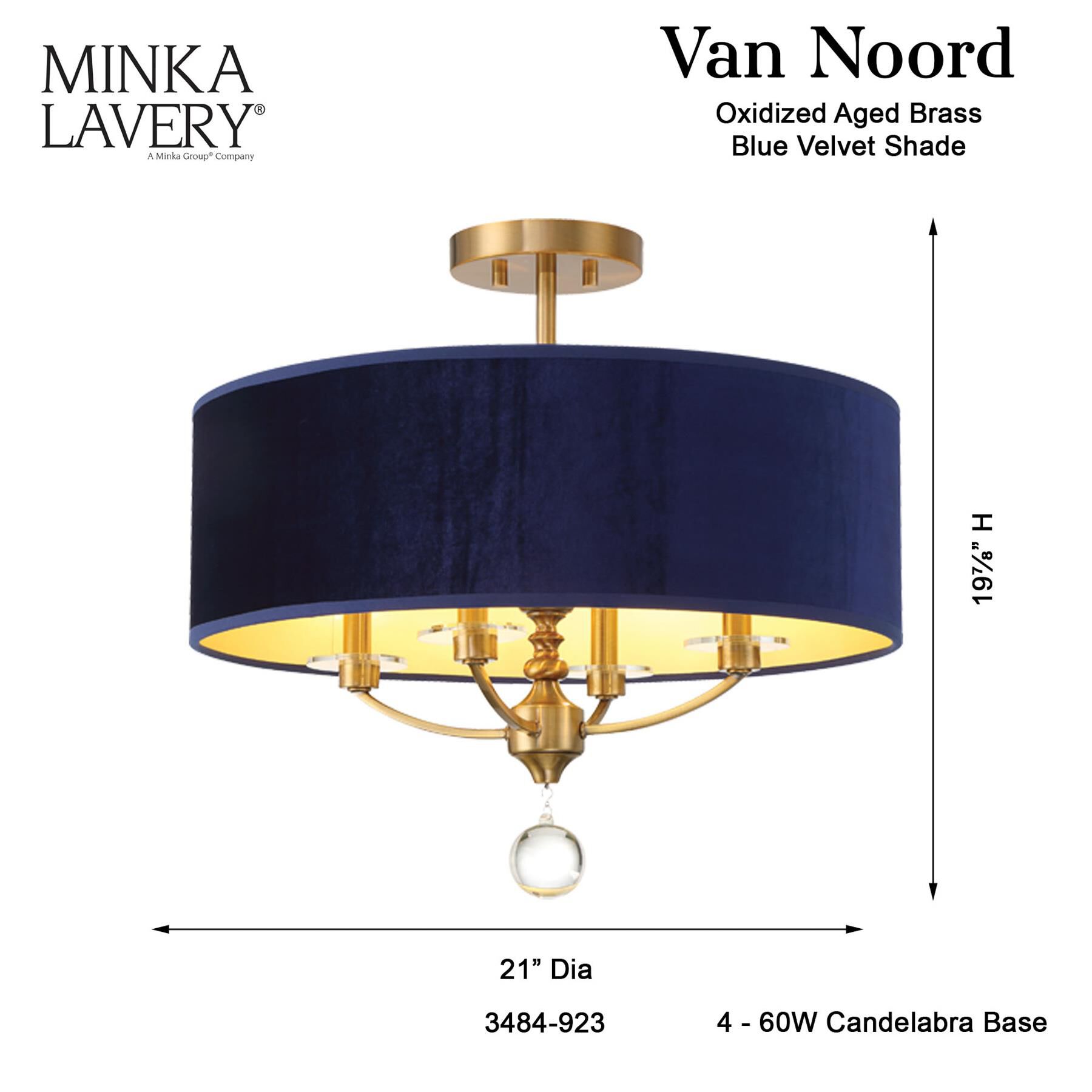 Shown in Oxidized Aged Brass finish and Velvet shade