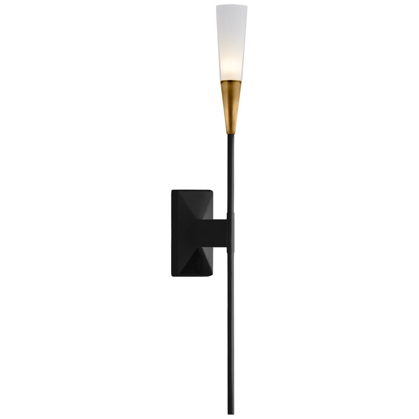 Shown in Matte Black And Antique Brass finish and No Option shade