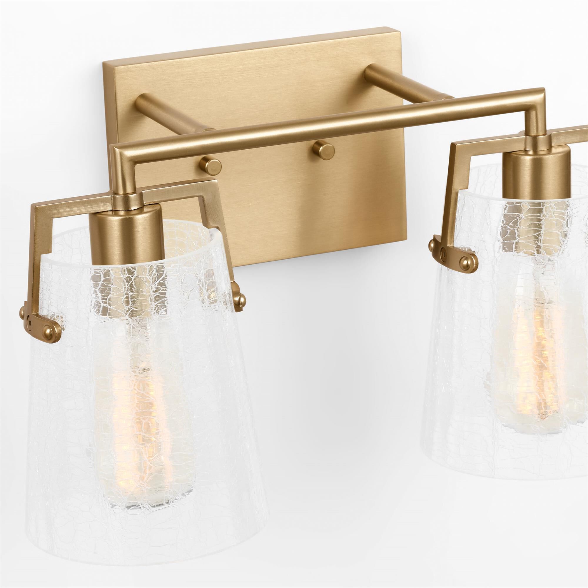 Shown in Satin Brass finish and Clear Crackle glass