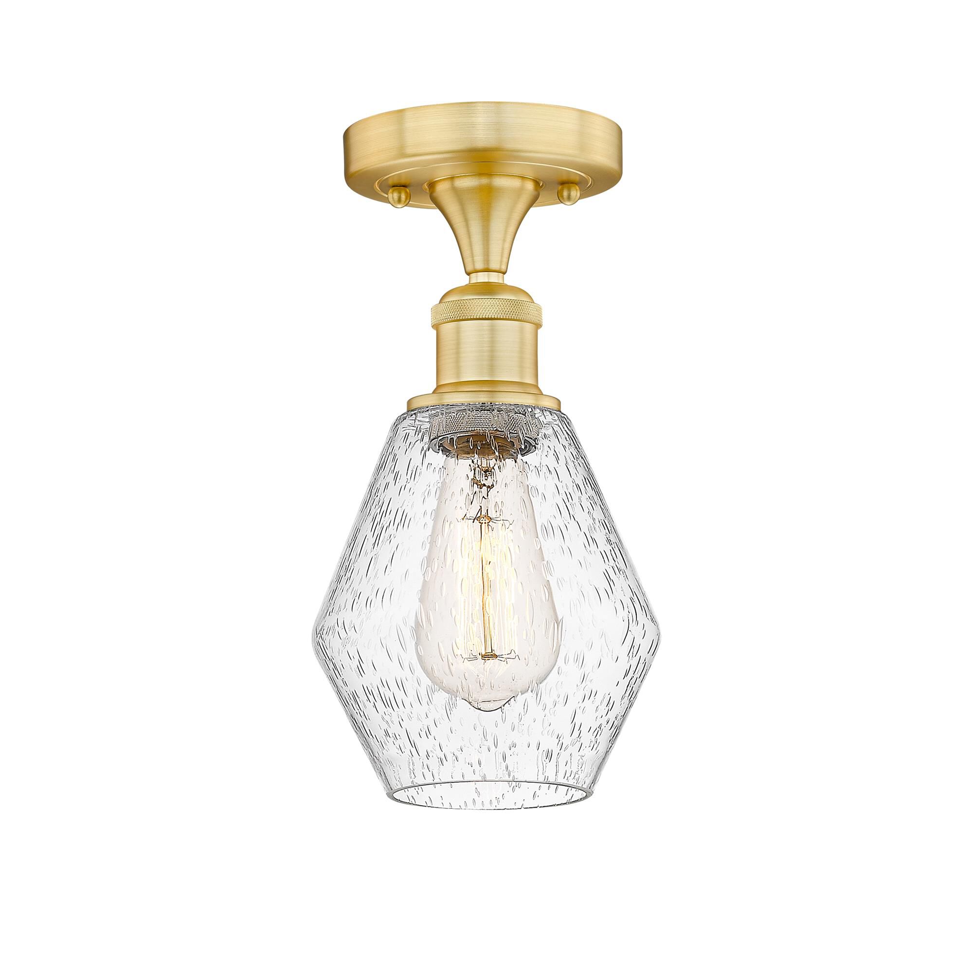 Shown in Satin Gold finish and Seedy glass