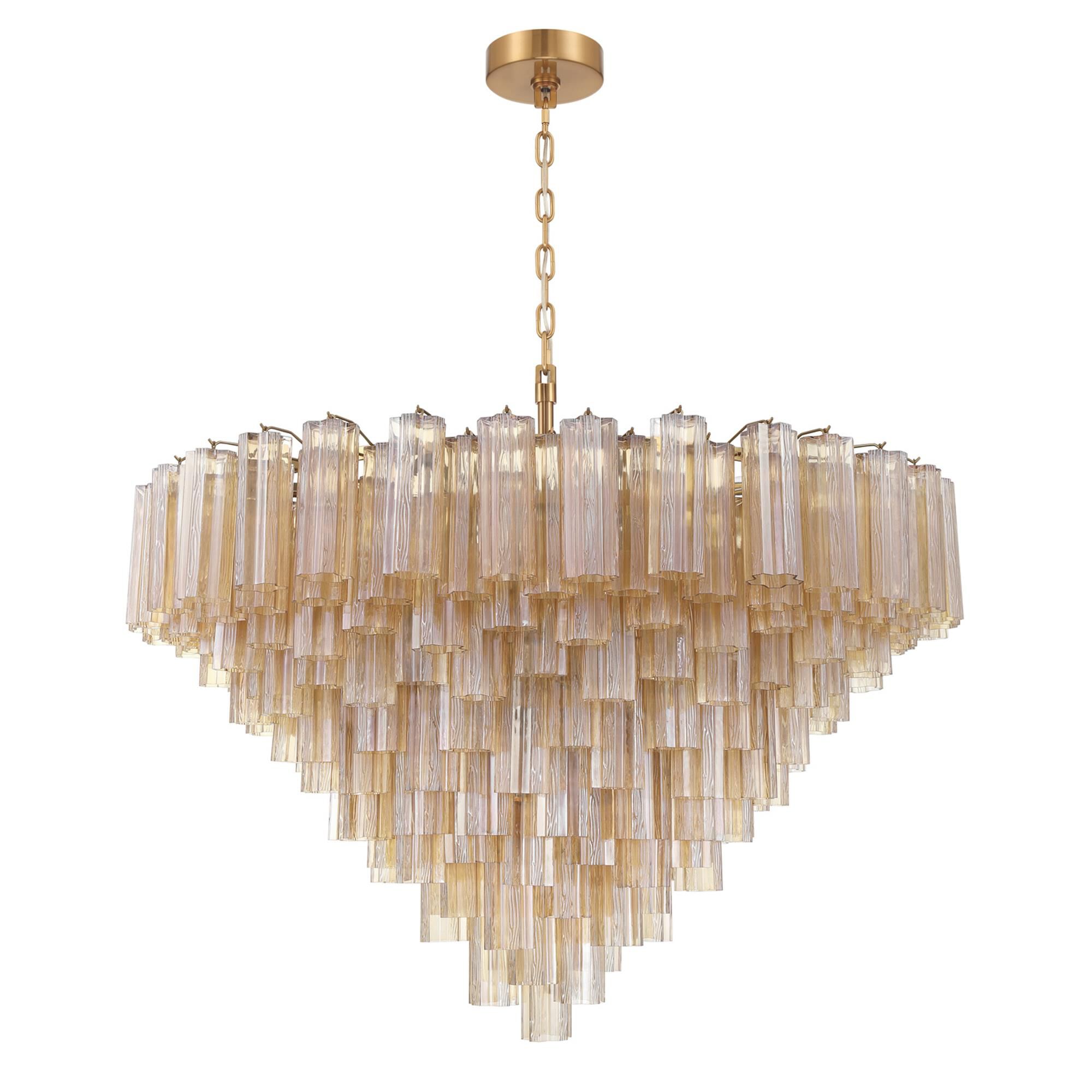 Shown in Aged Brass finish and Tronchi Glass crystal