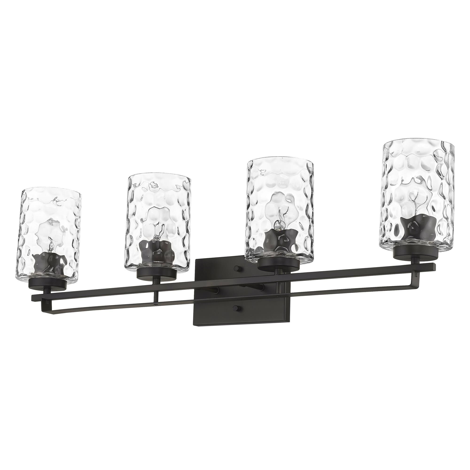 Shown in Oil-Rubbed Bronze finish and Clear glass and Clear, Optic Cylindrical Glass shade