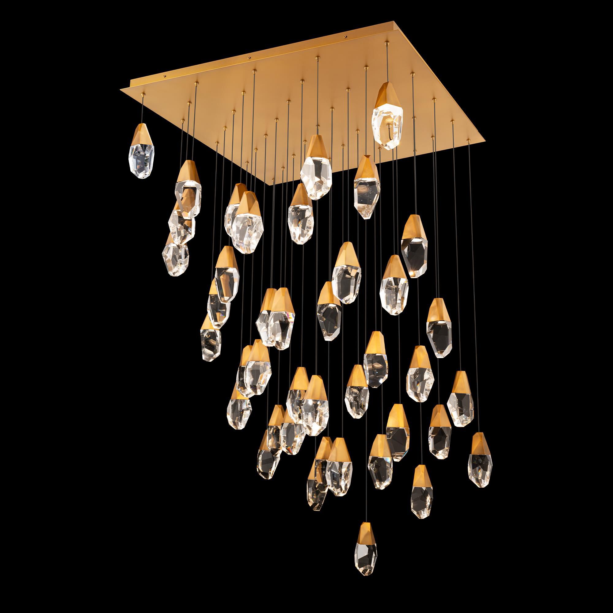 Shown in Aged Brass finish and Optic Crystal crystal