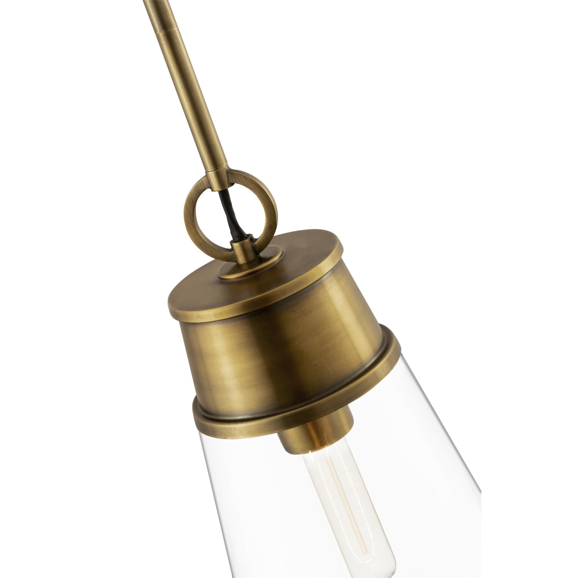 Shown in Rubbed Brass finish and Glass shade