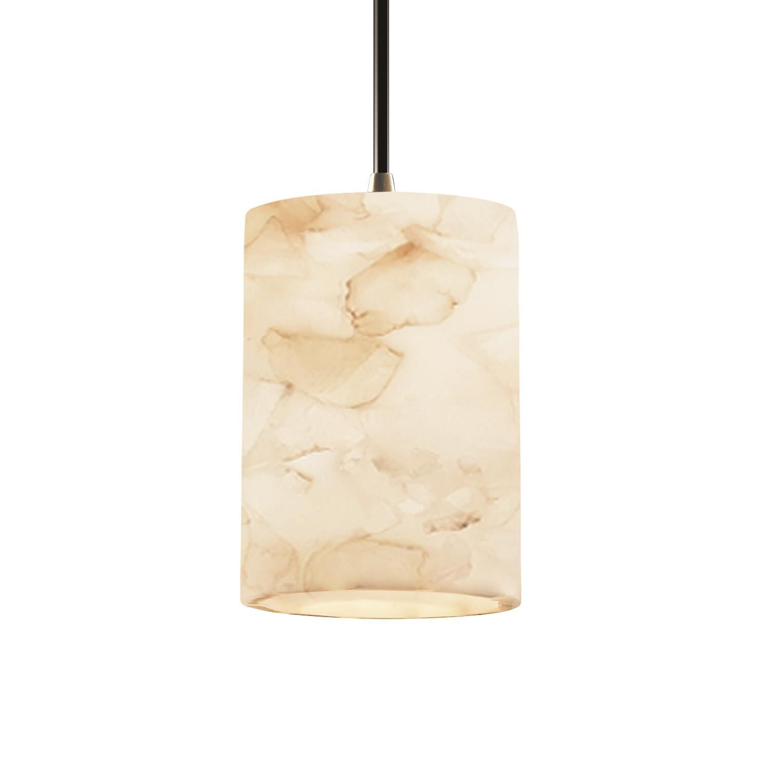 Shown in Polished Chrome finish and Shaved Alabaster Rocks Cast Into Resin glass and Cylinder with Flat Rim accent