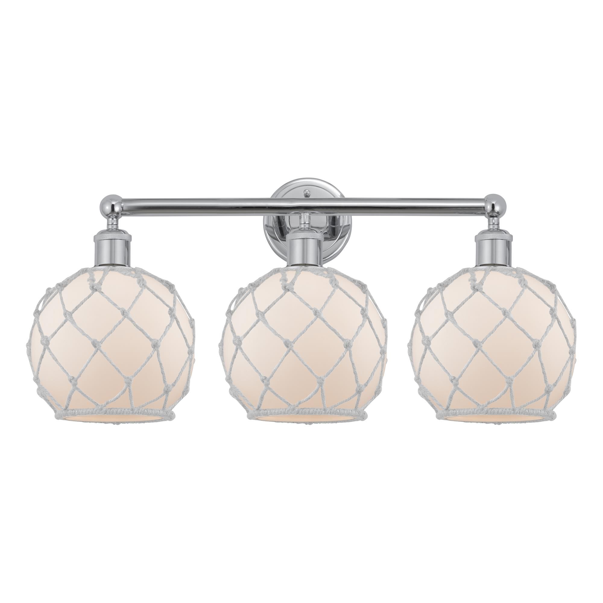 Shown in Polished Chrome finish and White with White Rope glass