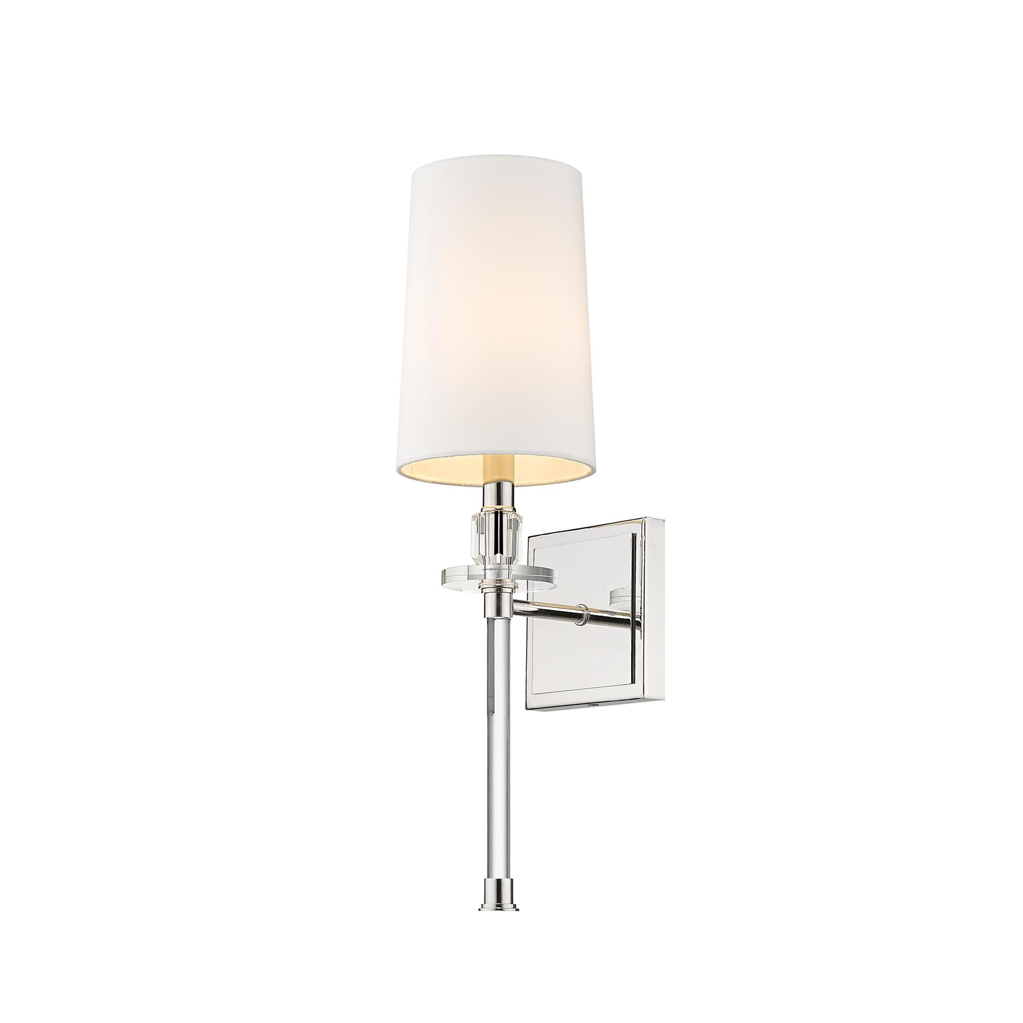 Shown in Polished Nickel finish and Fabric glass and Fabric shade