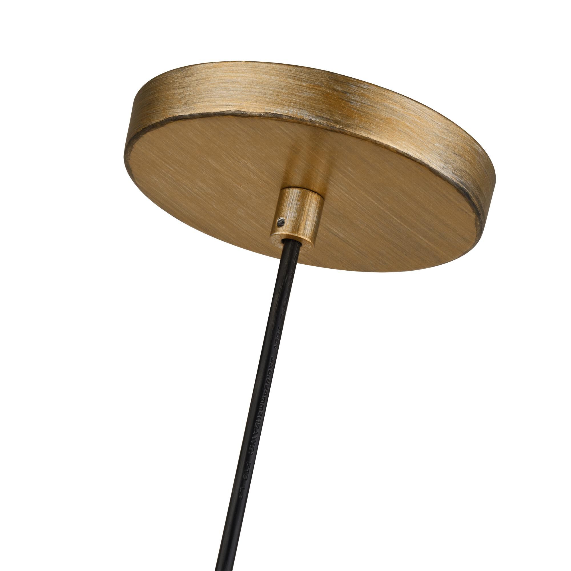 Shown in Antique Gold Leaf finish and Hand Crafted Parchment Color Hardback Fabric shade