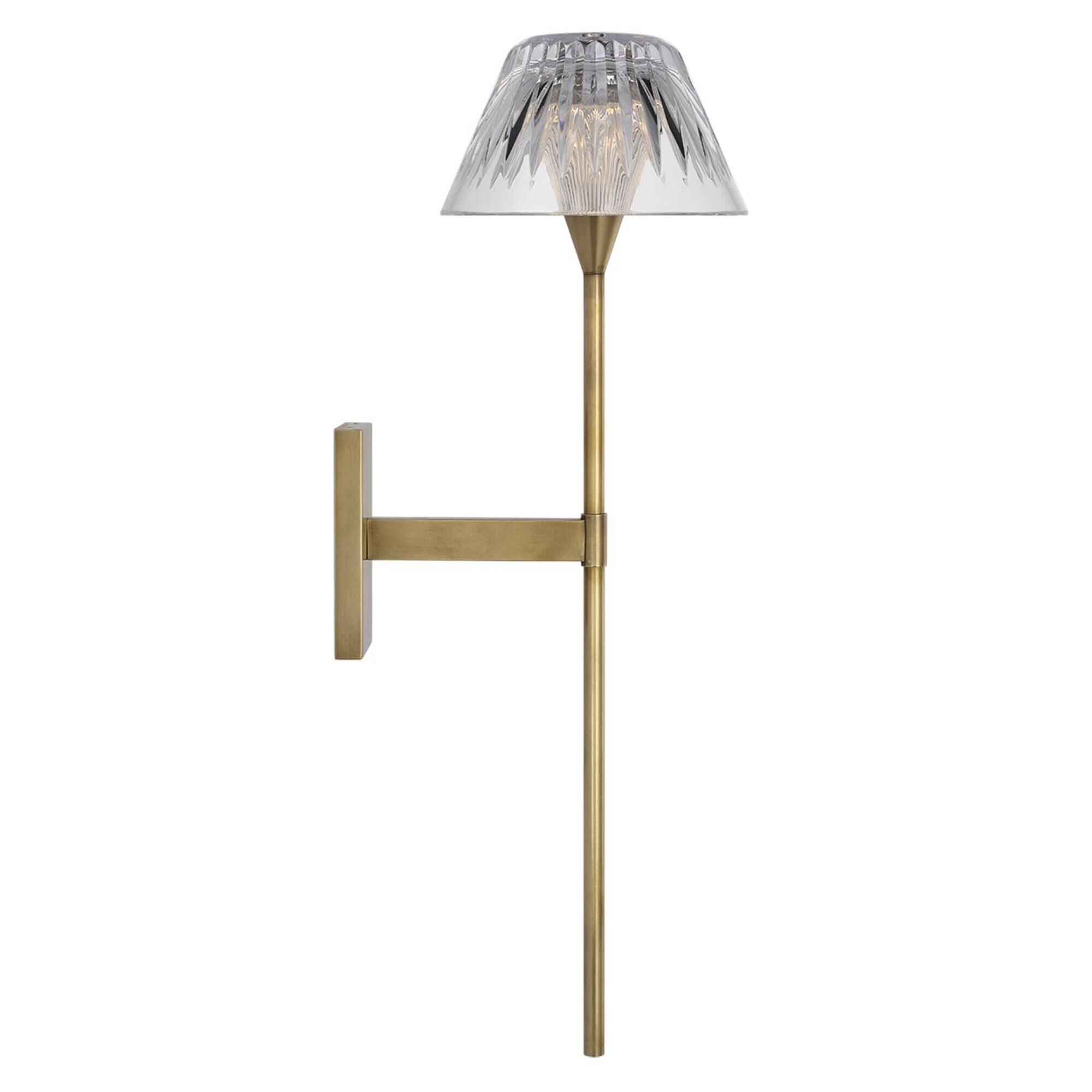 Shown in Natural Brass finish and Clear crystal