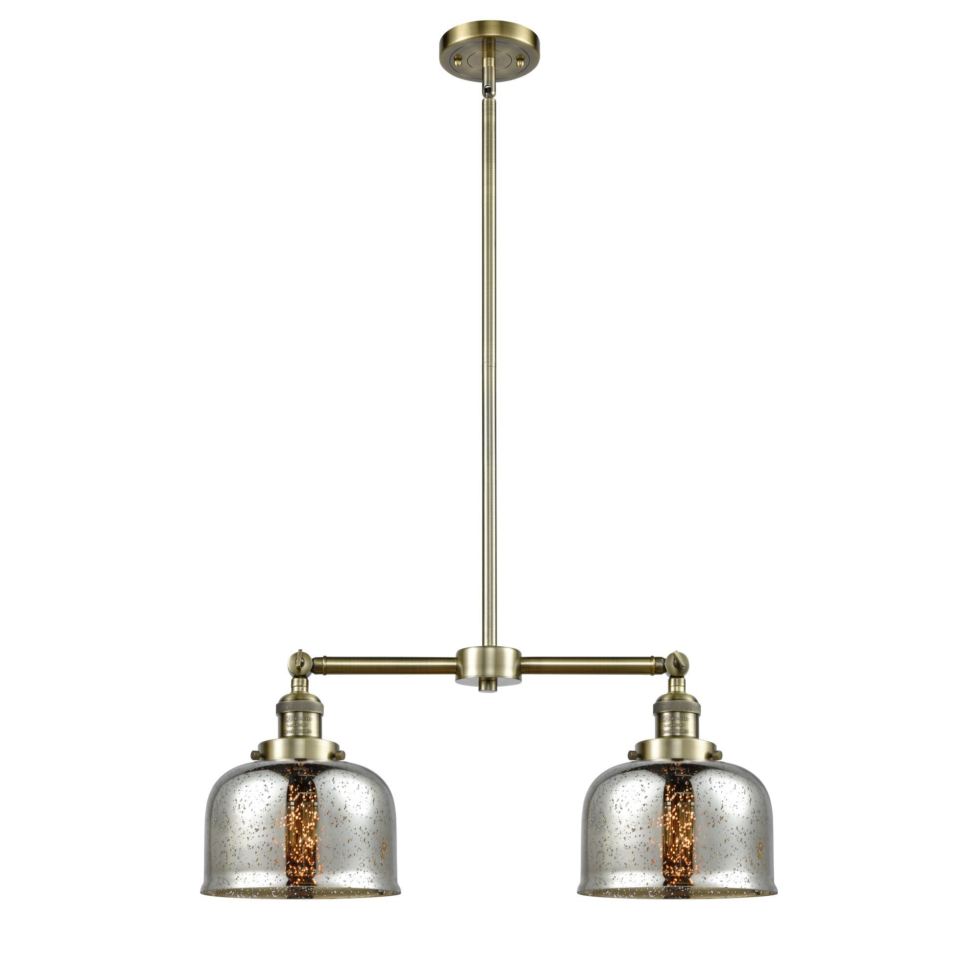 Shown in Antique Brass finish and Silver Mercury glass