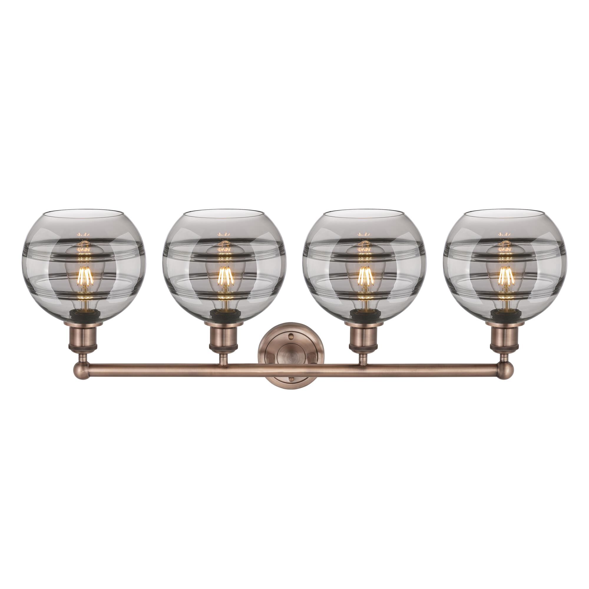 Shown in Antique Copper finish and Light Smoke glass