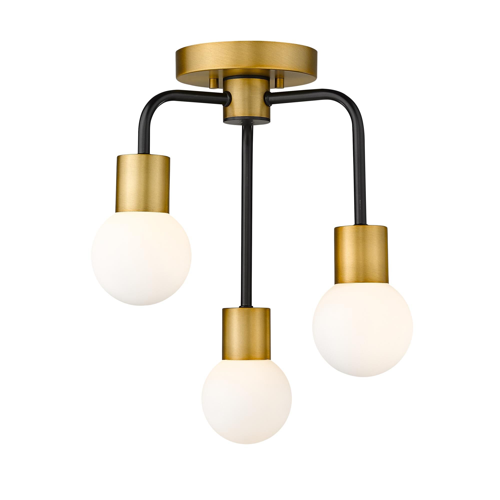 Shown in Matte Black + Foundry Brass finish and Glass shade