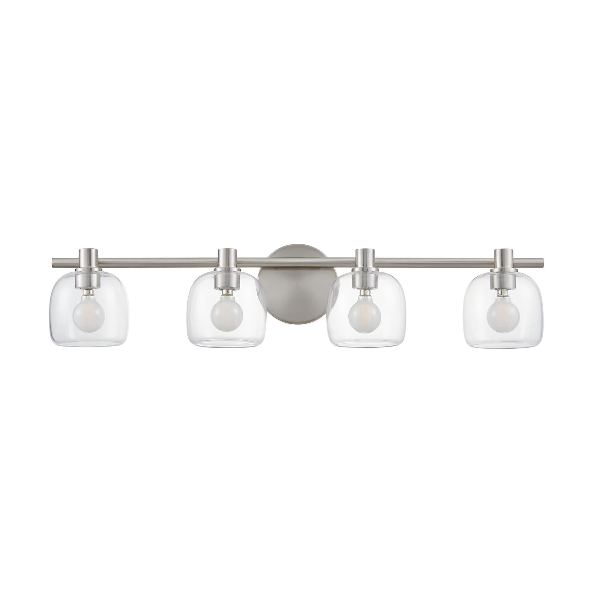 Shown in Brushed Nickel finish and Clear glass