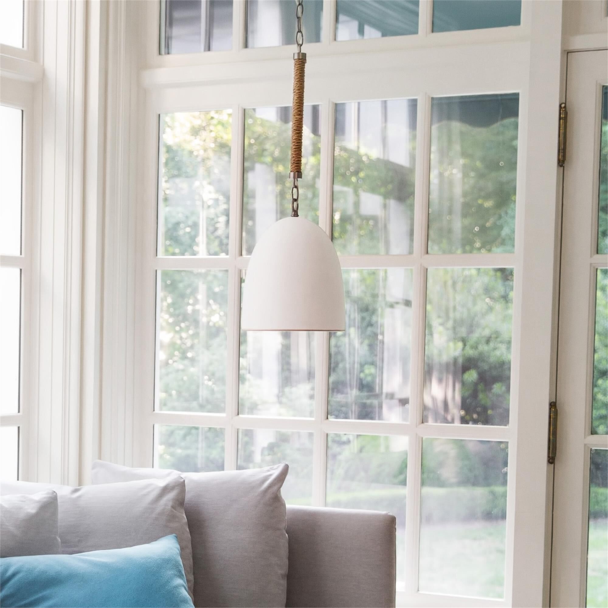 Shown in Antique Nickel finish and Ceramic shade