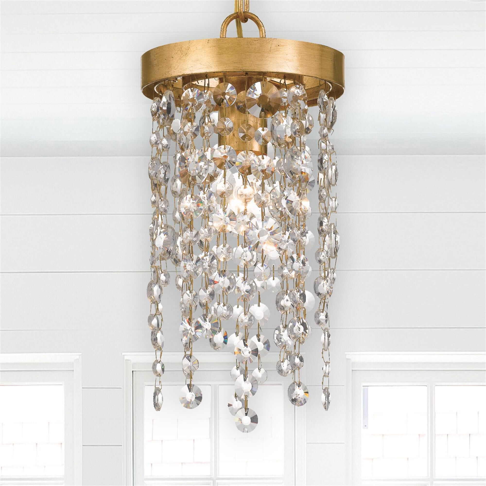 Shown in Antique Gold finish and Hand Cut Crystal crystal