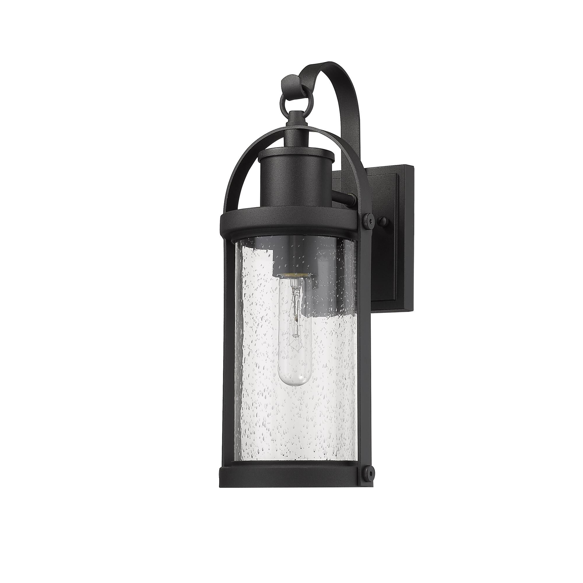 Shown in Black finish and Glass shade