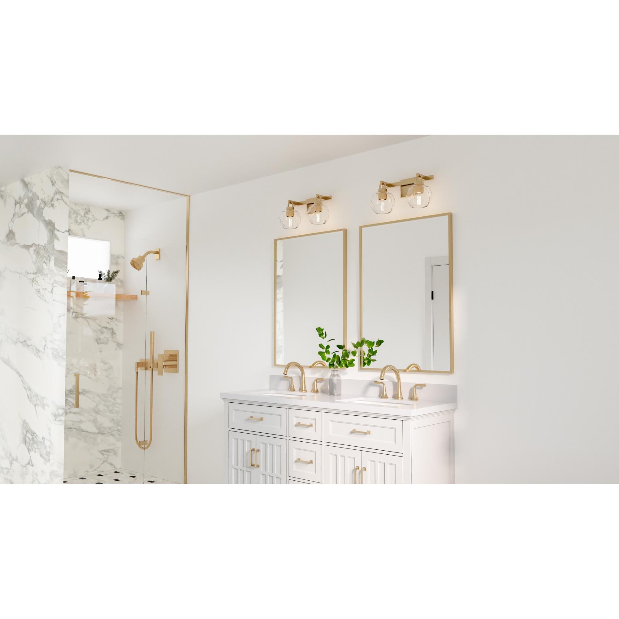 Shown in Bronze Gold finish and Clear Faceted glass