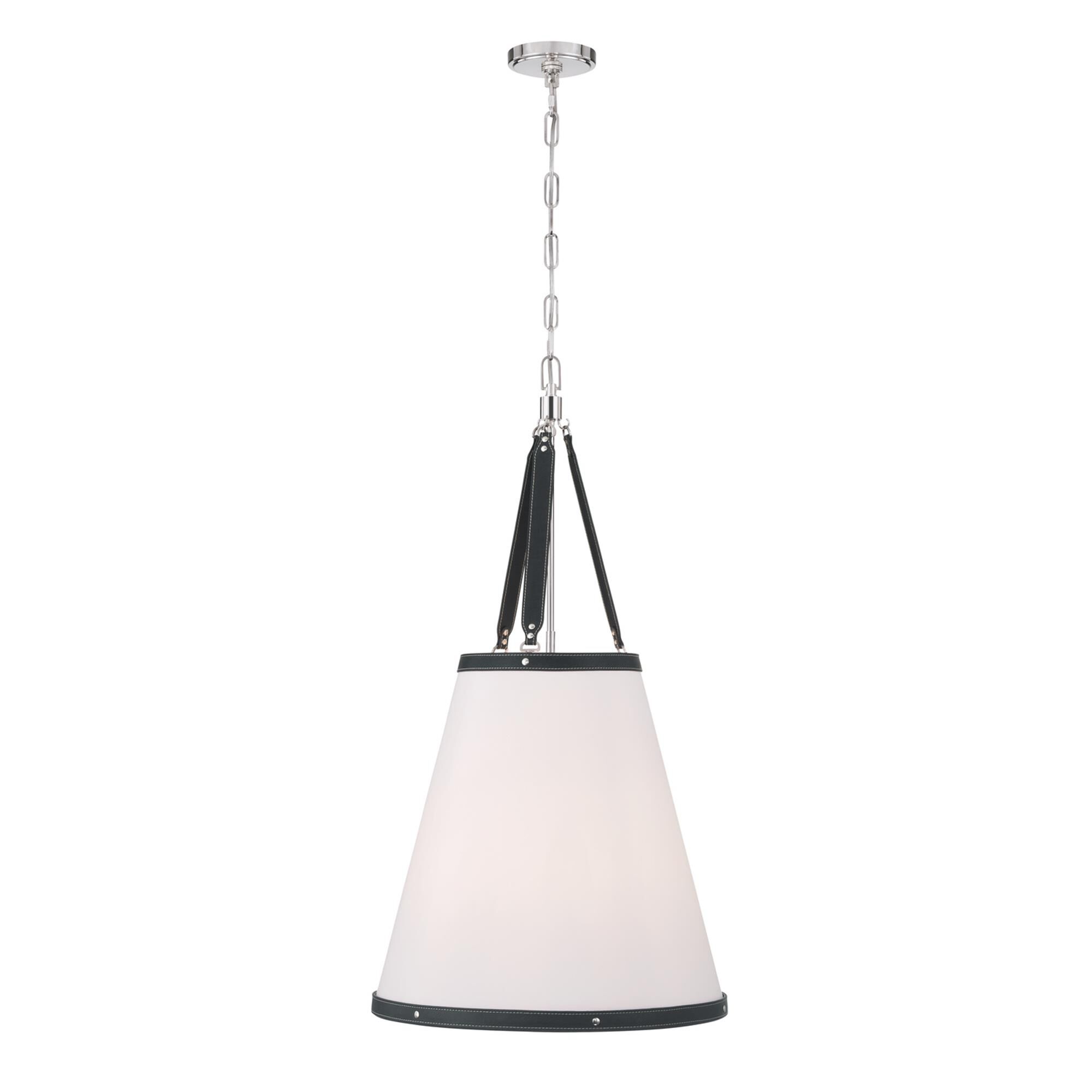 Shown in Polished Nickel finish and Fabric glass and Fabric shade