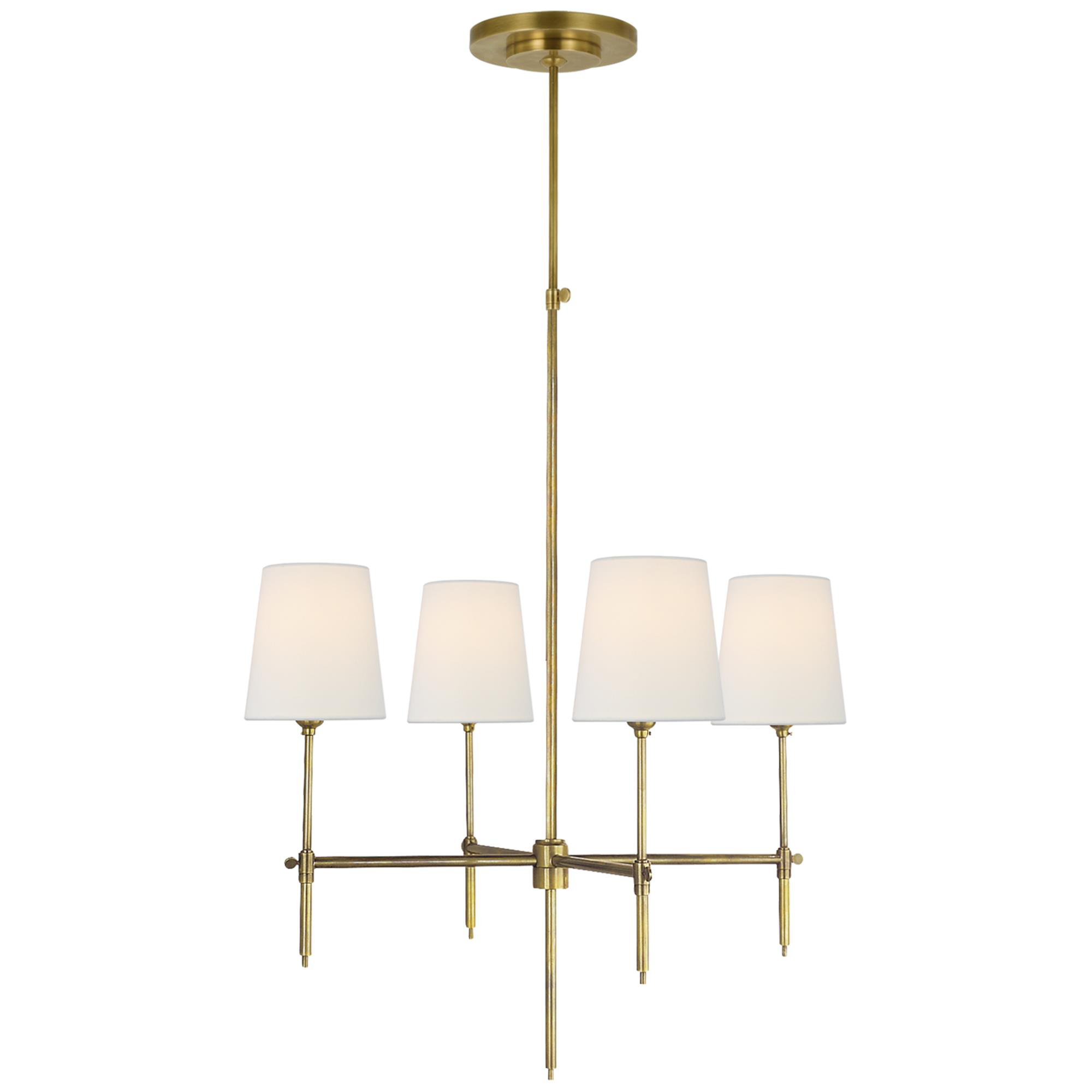 Shown in Hand-Rubbed Antique Brass finish and Linen shade