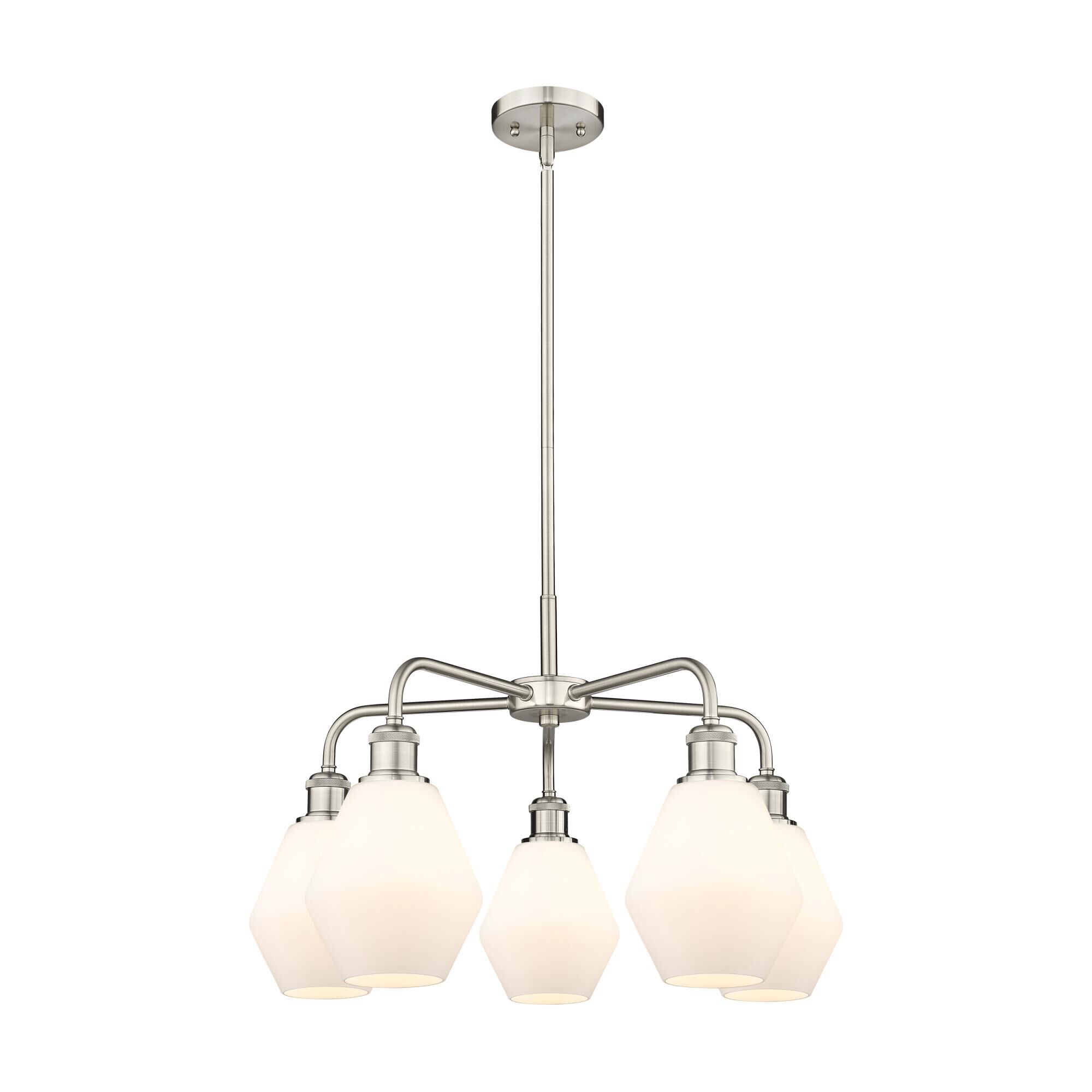 Shown in Satin Nickel finish and Cased Matte White glass