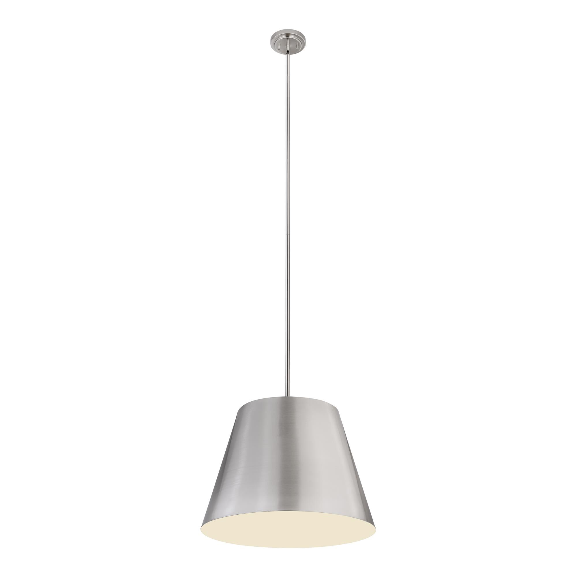 Shown in Brushed Nickel finish and Brushed Nickel glass and Brushed Nickel shade