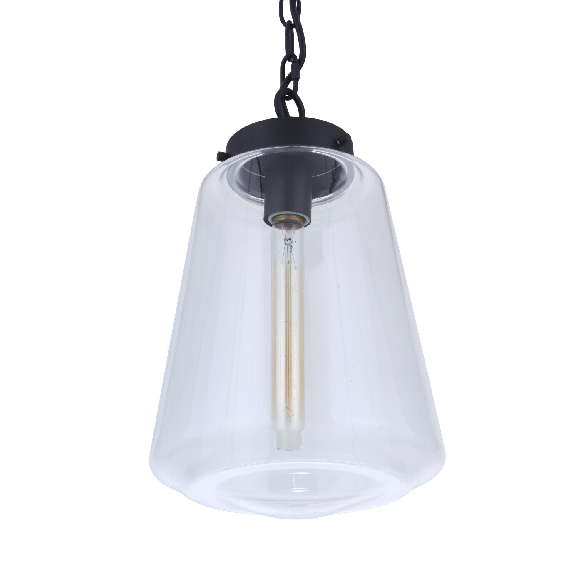 Shown in Midnight finish and Clear glass and Glass shade