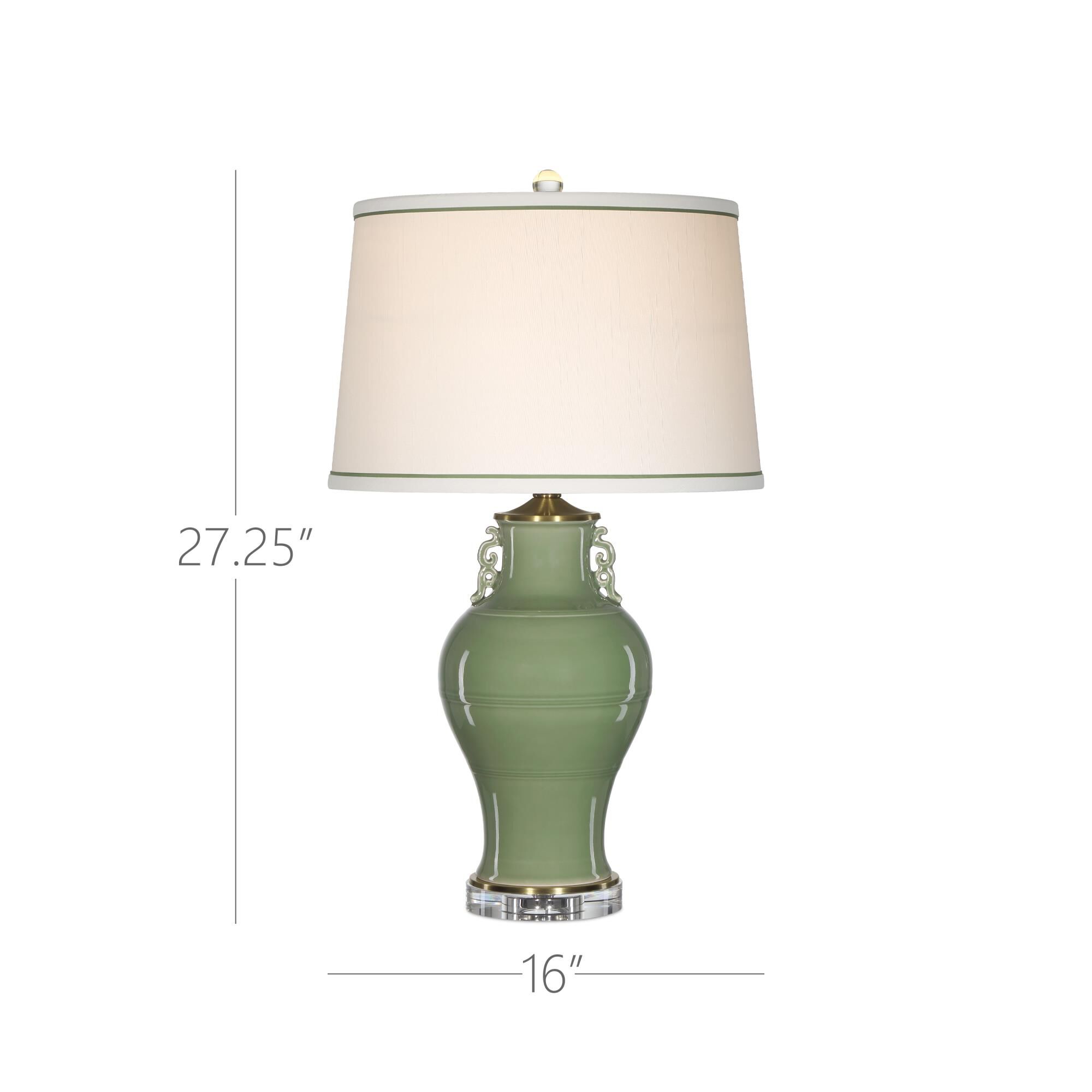 Shown in Green and Clear finish and Off-White Polyester/Single Fold/Green Trim shade