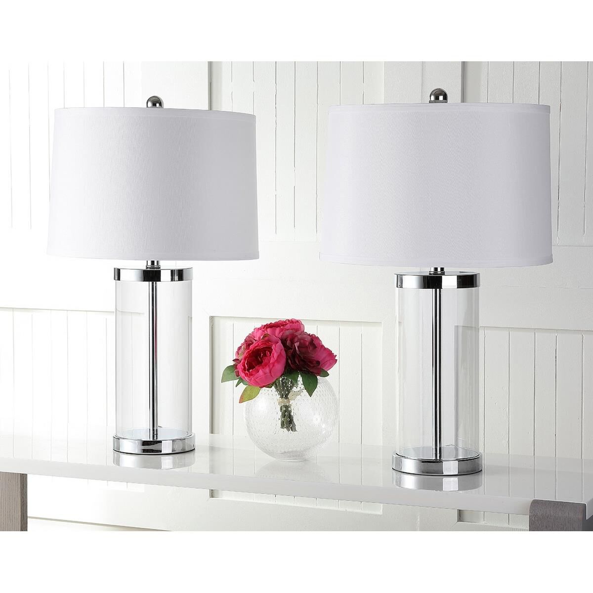 Jeanie Glass Cylinder 25 Inch Table Lamp by Safavieh