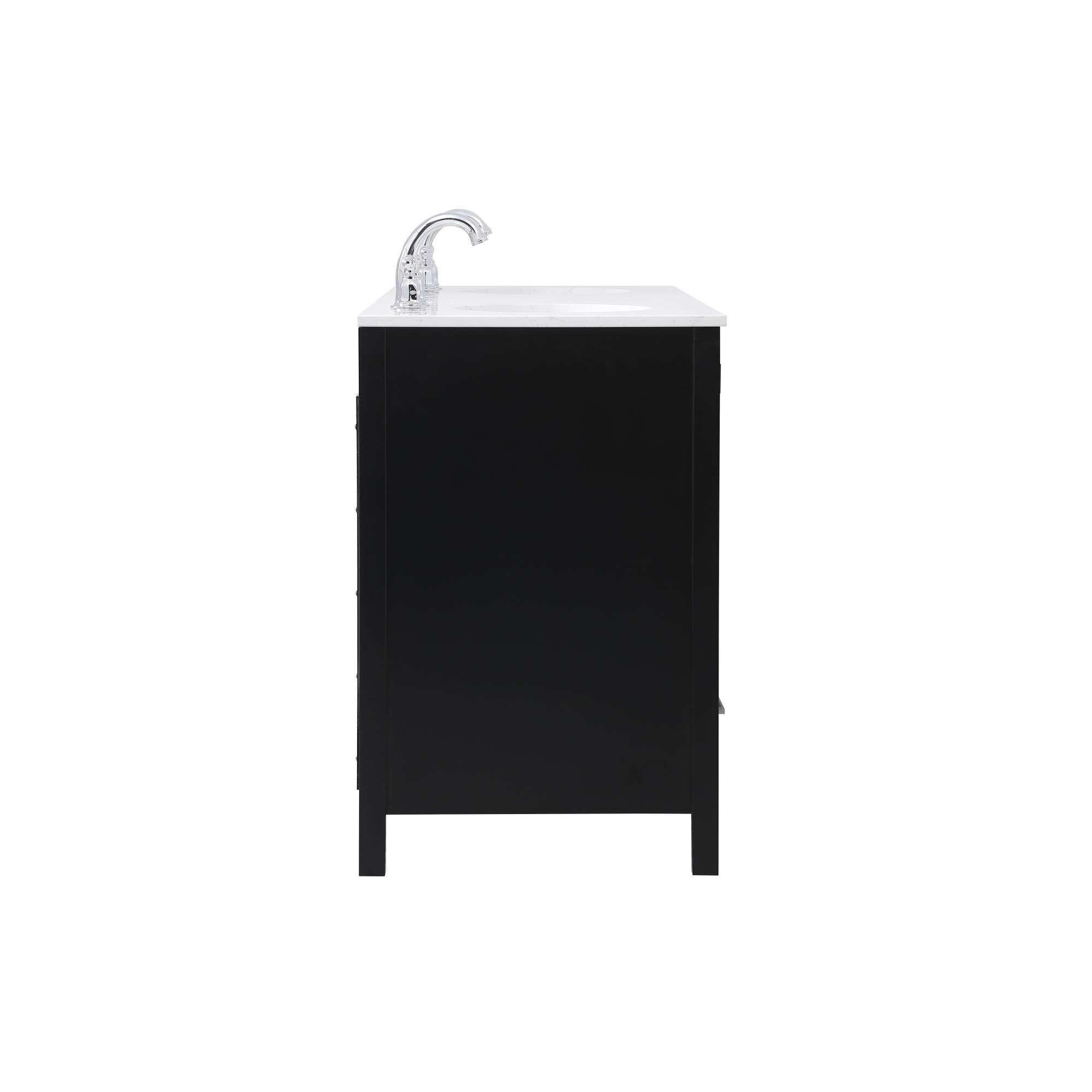 Shown in Black And Brushed Nickel With Calacatta Quartz finish