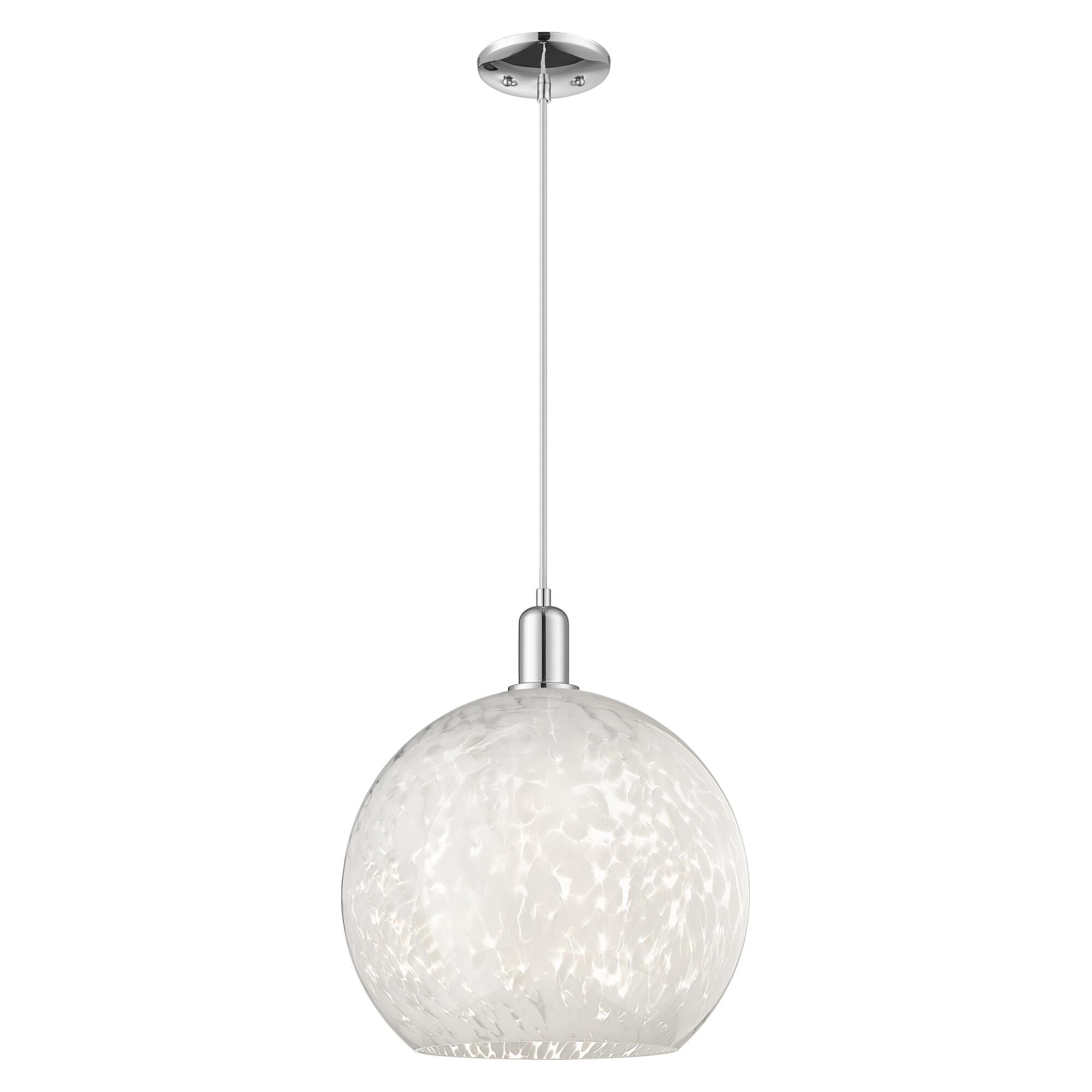 Shown in Polished Chrome finish and White Mouchette glass