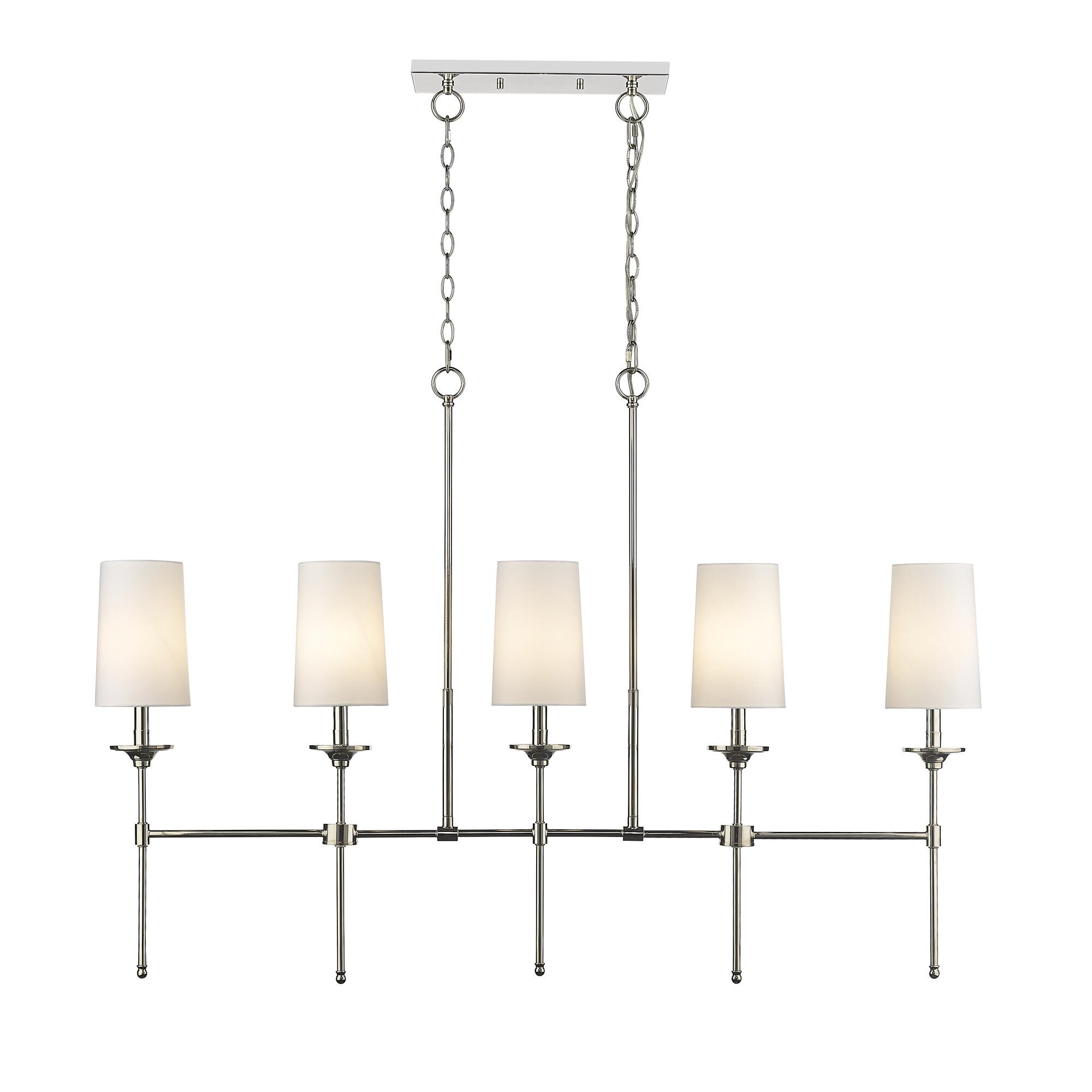 Shown in Polished Nickel finish and Cloth Cover glass and Cloth Cover shade