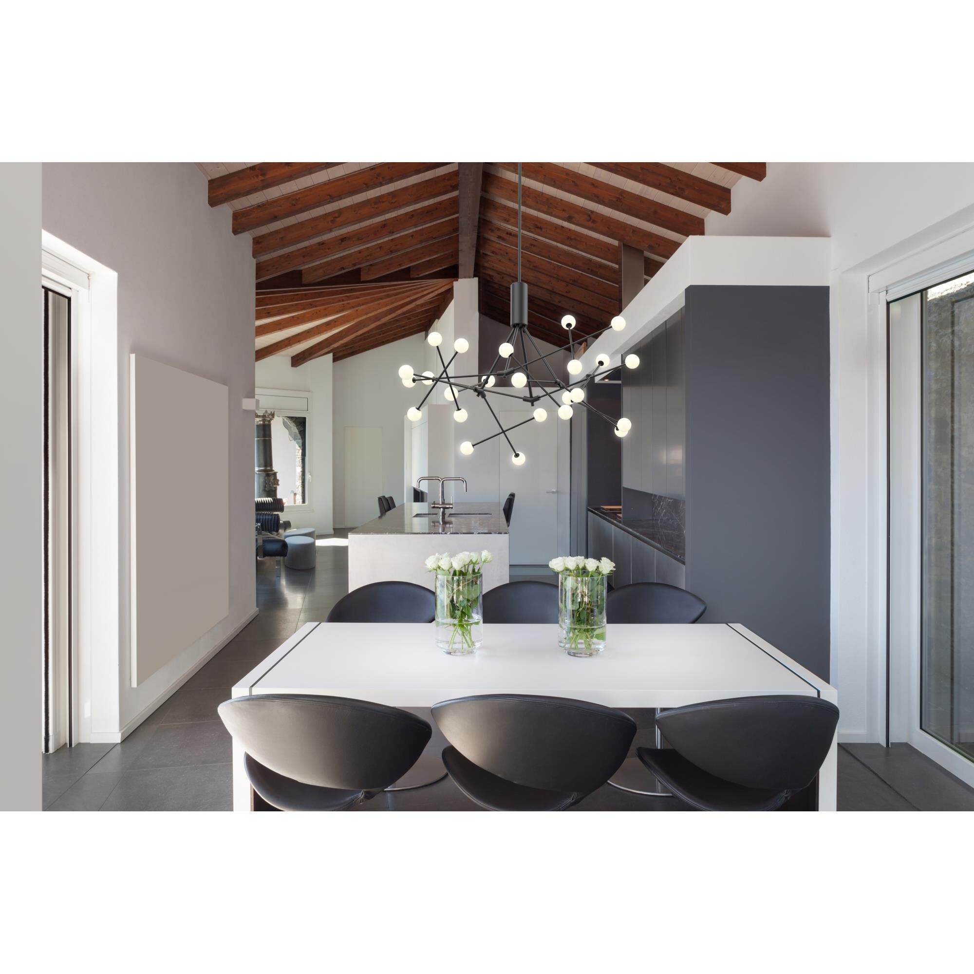 Shown in Black finish and Opal glass