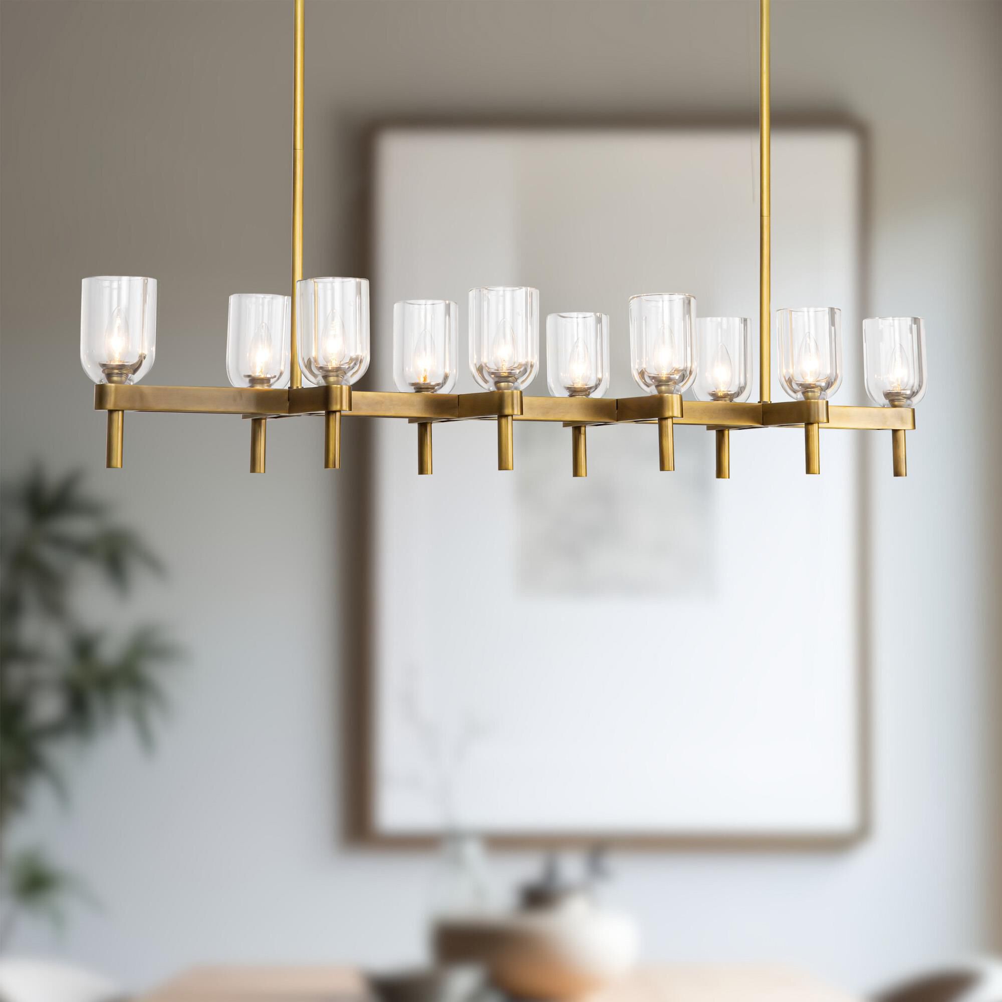 Shown in Vintage Brass finish and Clear crystal