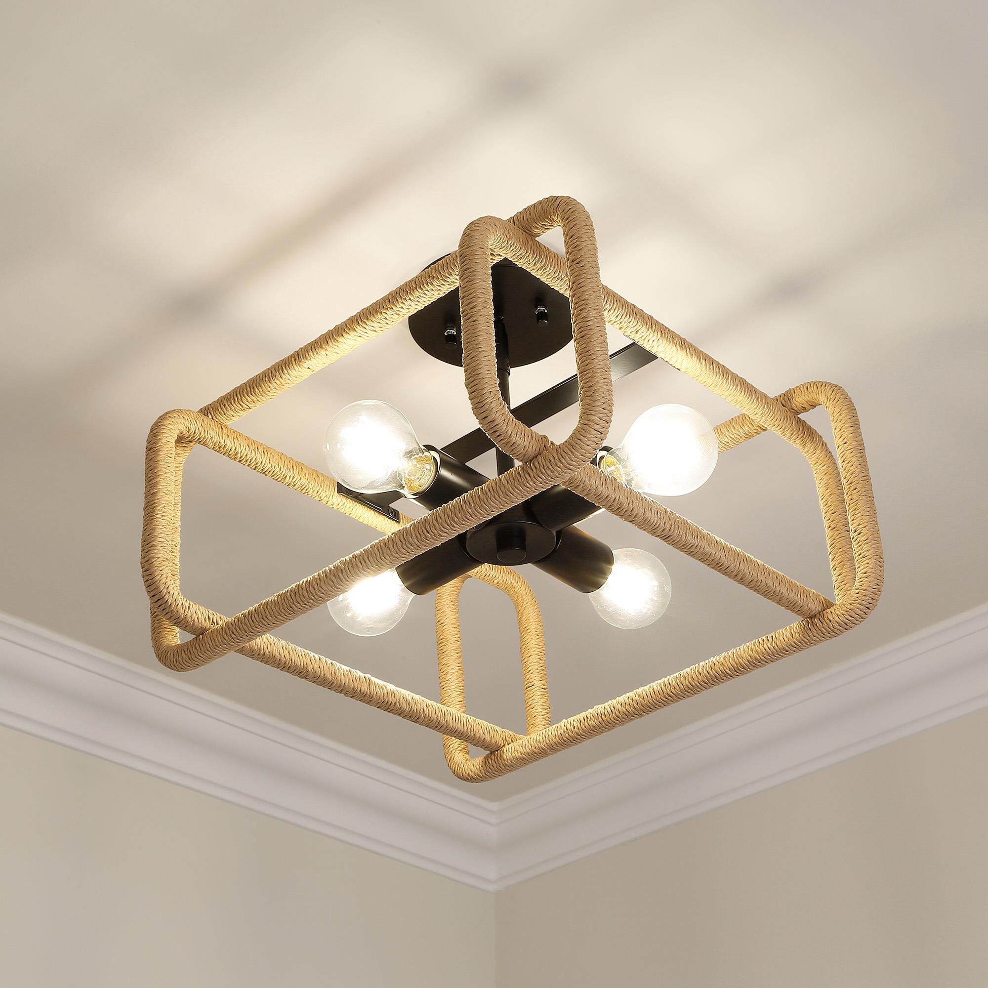 Shown in Matte Black finish and Natural Raphia Rope shade