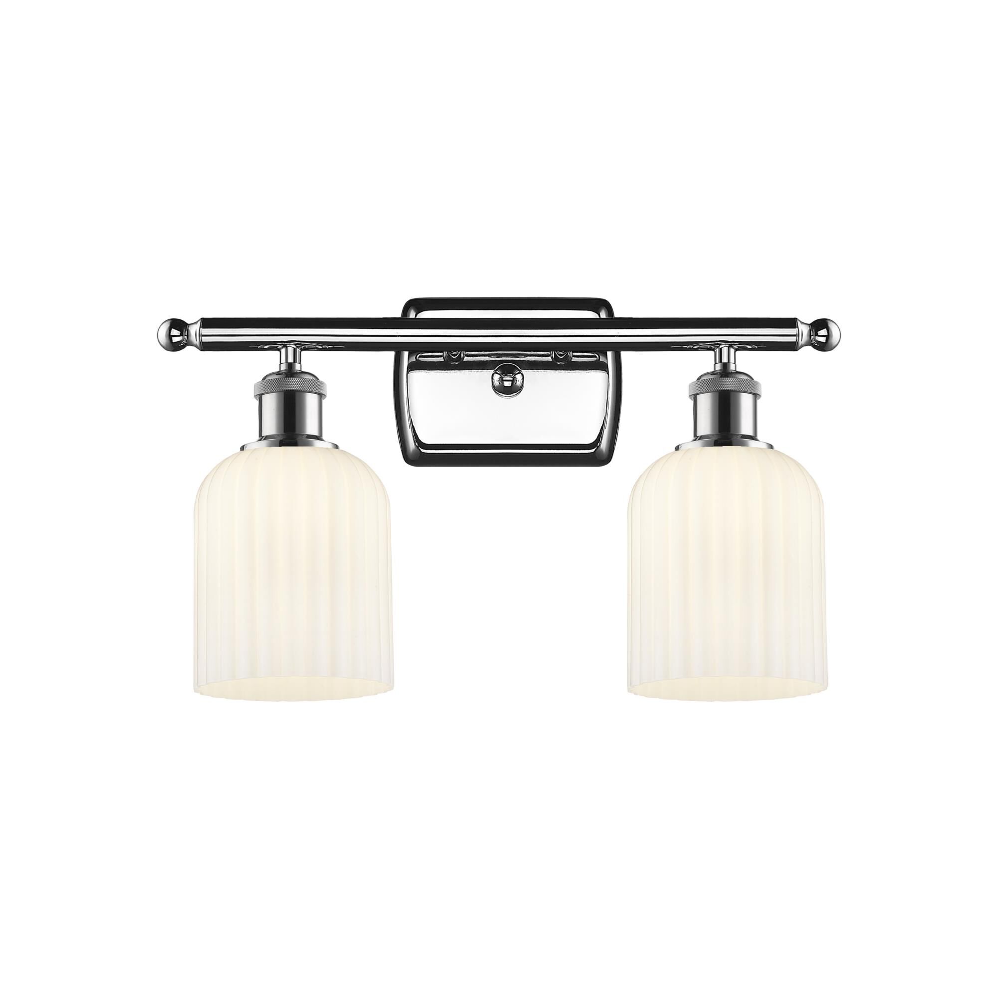 Shown in Polished Chrome finish and Gloss White shade