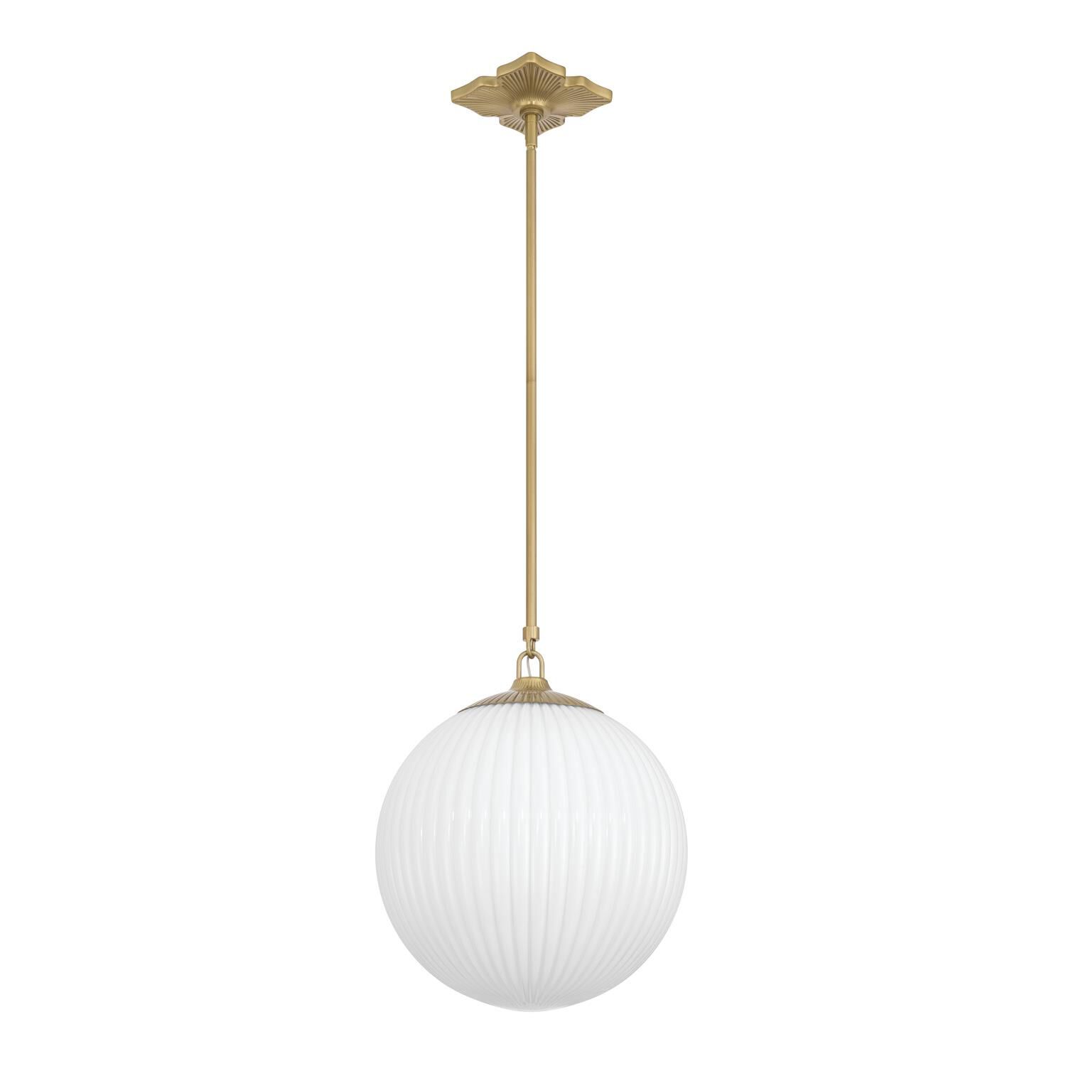 Shown in Aged Brass finish and Ribbed glass and Ribbed Glass shade