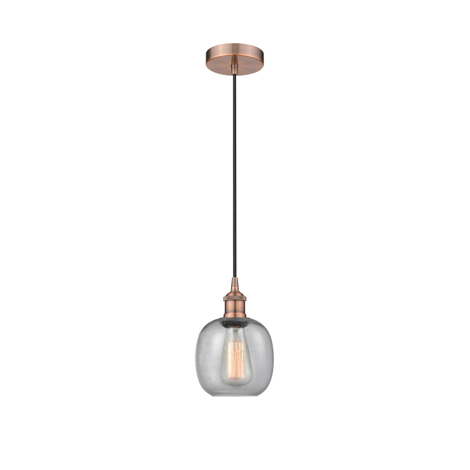 Shown in Antique Copper finish and Seedy Belfast glass