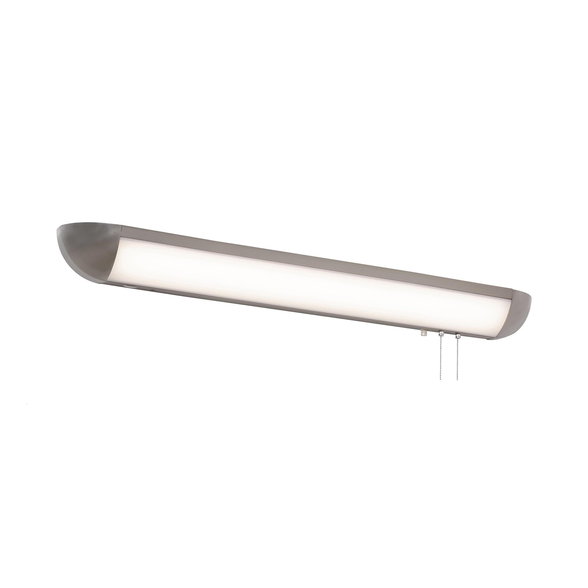 Shown in Satin Nickel finish and White Acrylic shade