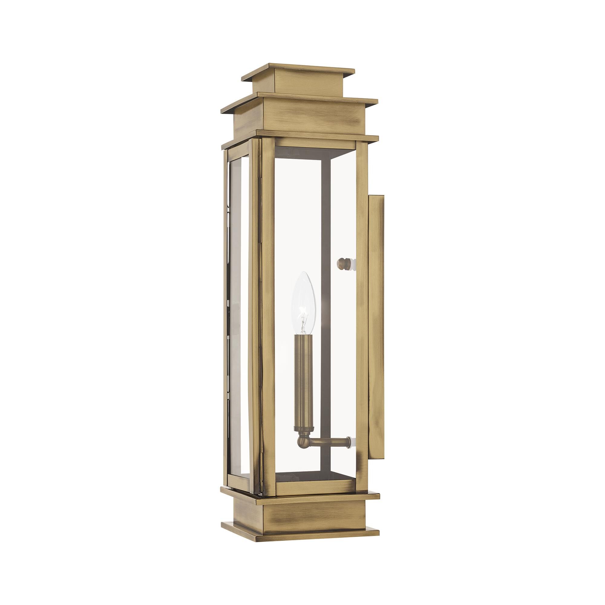 Shown in Antique Brass finish and Clear glass